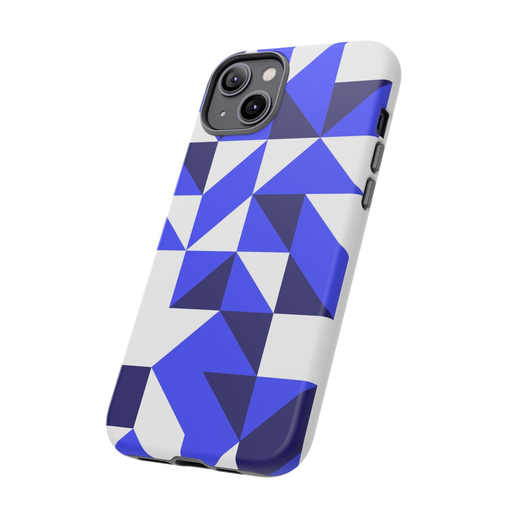 Blue Geometric Phone Case, Tough Cases, Stylish Phone Cover, Great for Gifts, Trendy Accessory, Abstract Pattern Design - FORMO