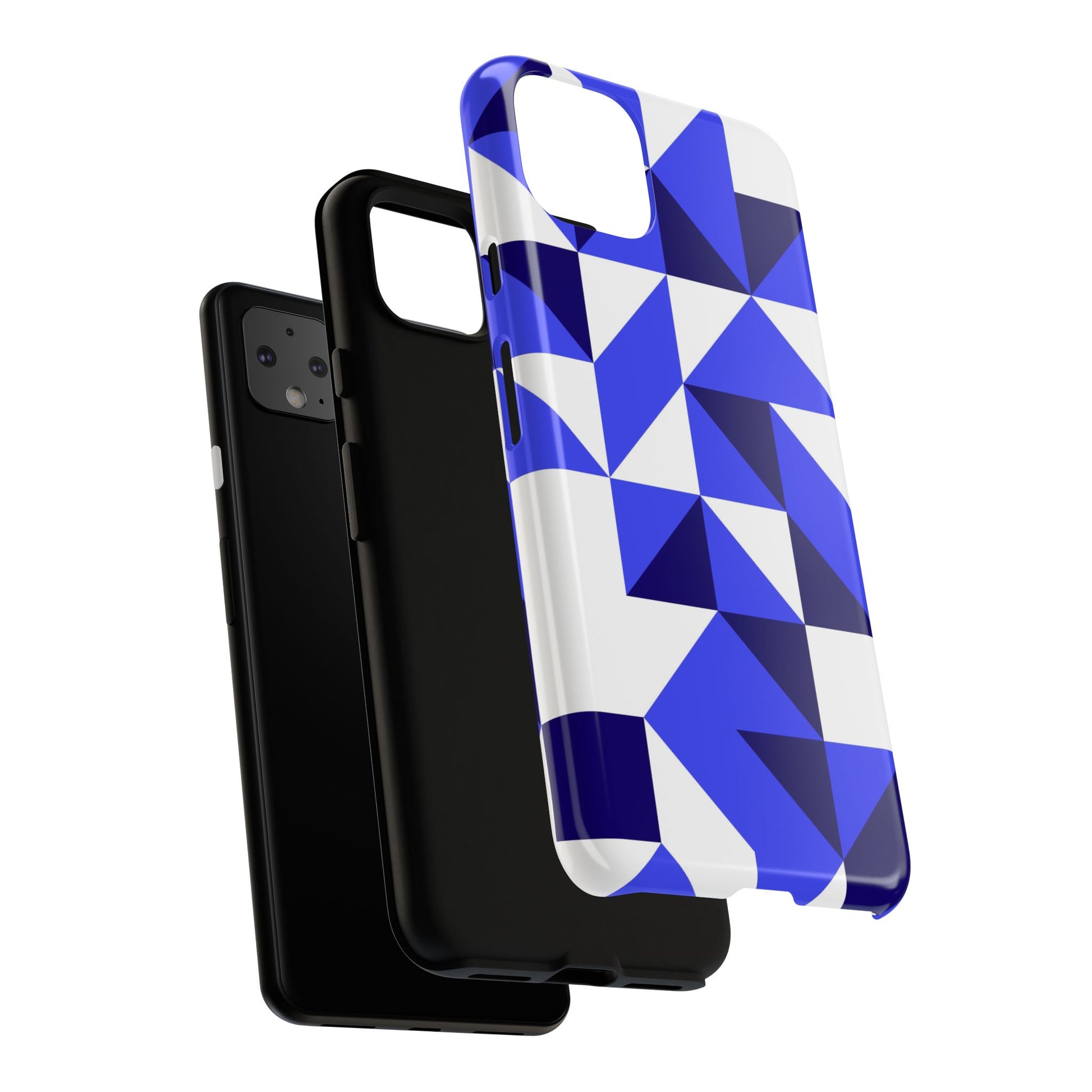 Blue Geometric Phone Case, Tough Cases, Stylish Phone Cover, Great for Gifts, Trendy Accessory, Abstract Pattern Design - FORMO