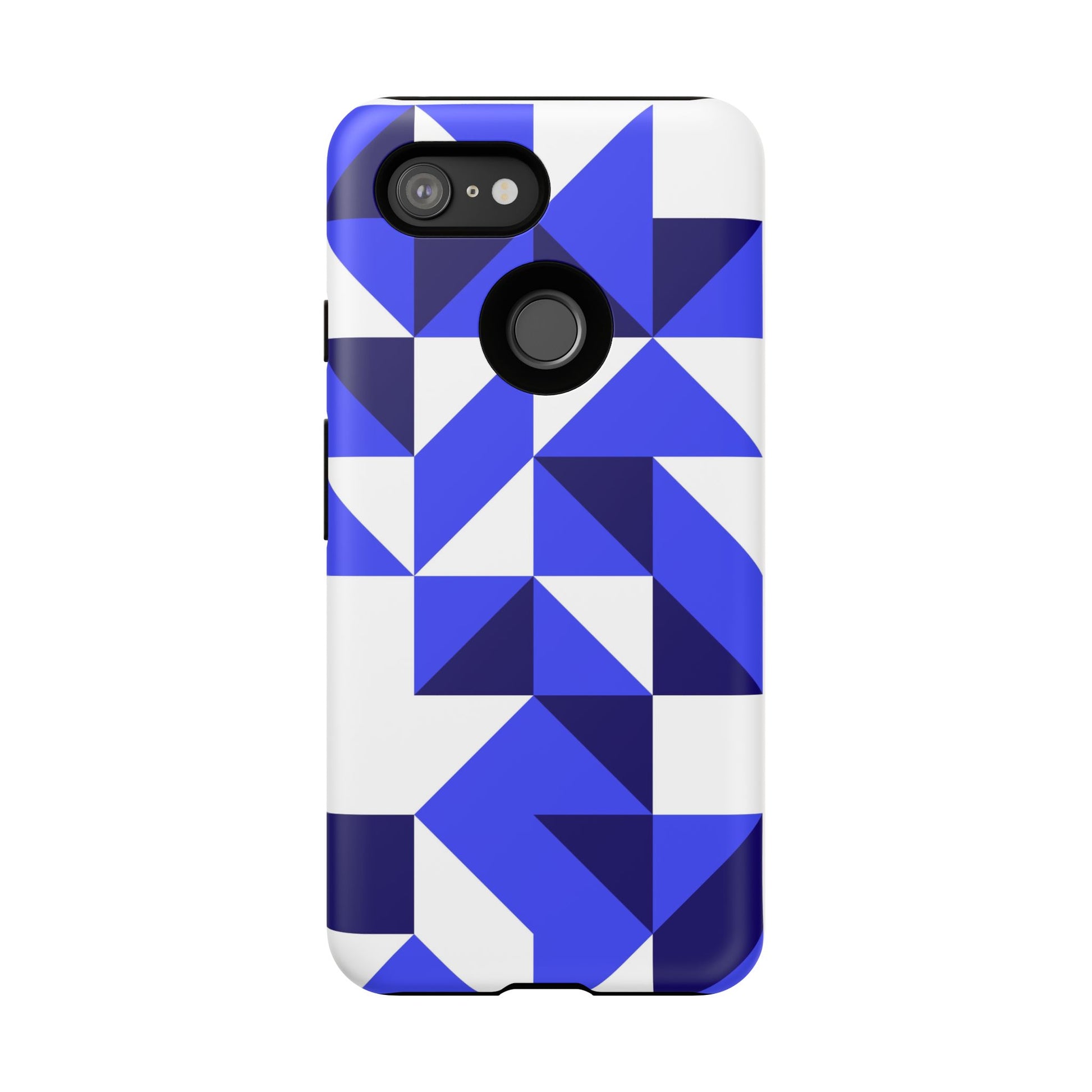 Blue Geometric Phone Case, Tough Cases, Stylish Phone Cover, Great for Gifts, Trendy Accessory, Abstract Pattern Design - FORMO