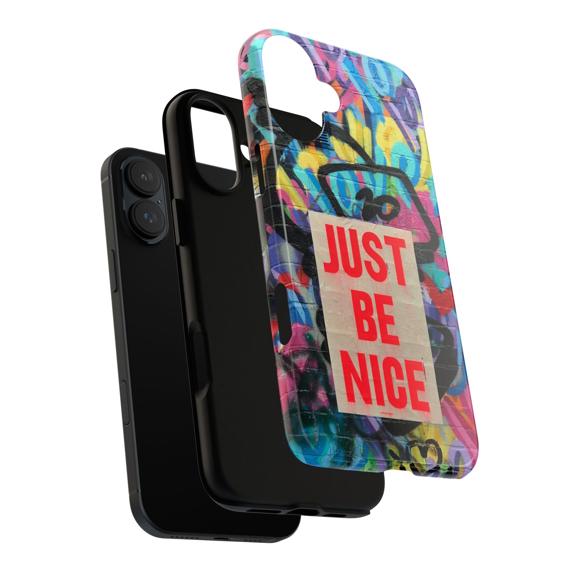 Colorful Phone Case - Just Be Nice Design, Motivational Gift, Phone Accessories, Unique Custom Case, Positive Vibe Tech Gear - FORMO