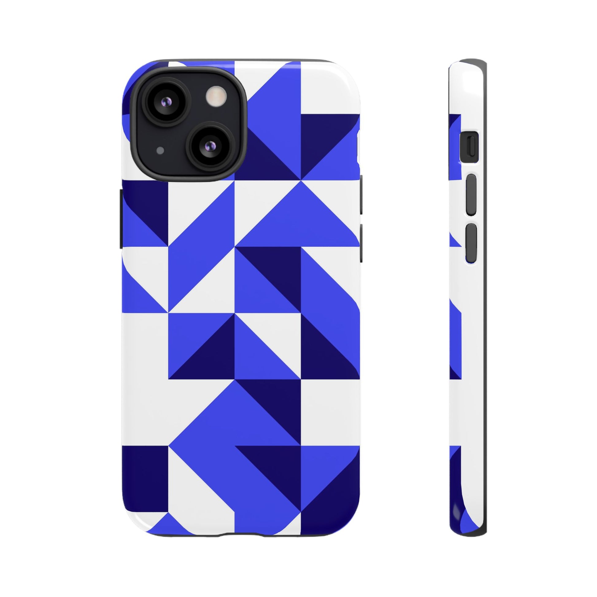 Blue Geometric Phone Case, Tough Cases, Stylish Phone Cover, Great for Gifts, Trendy Accessory, Abstract Pattern Design - FORMO