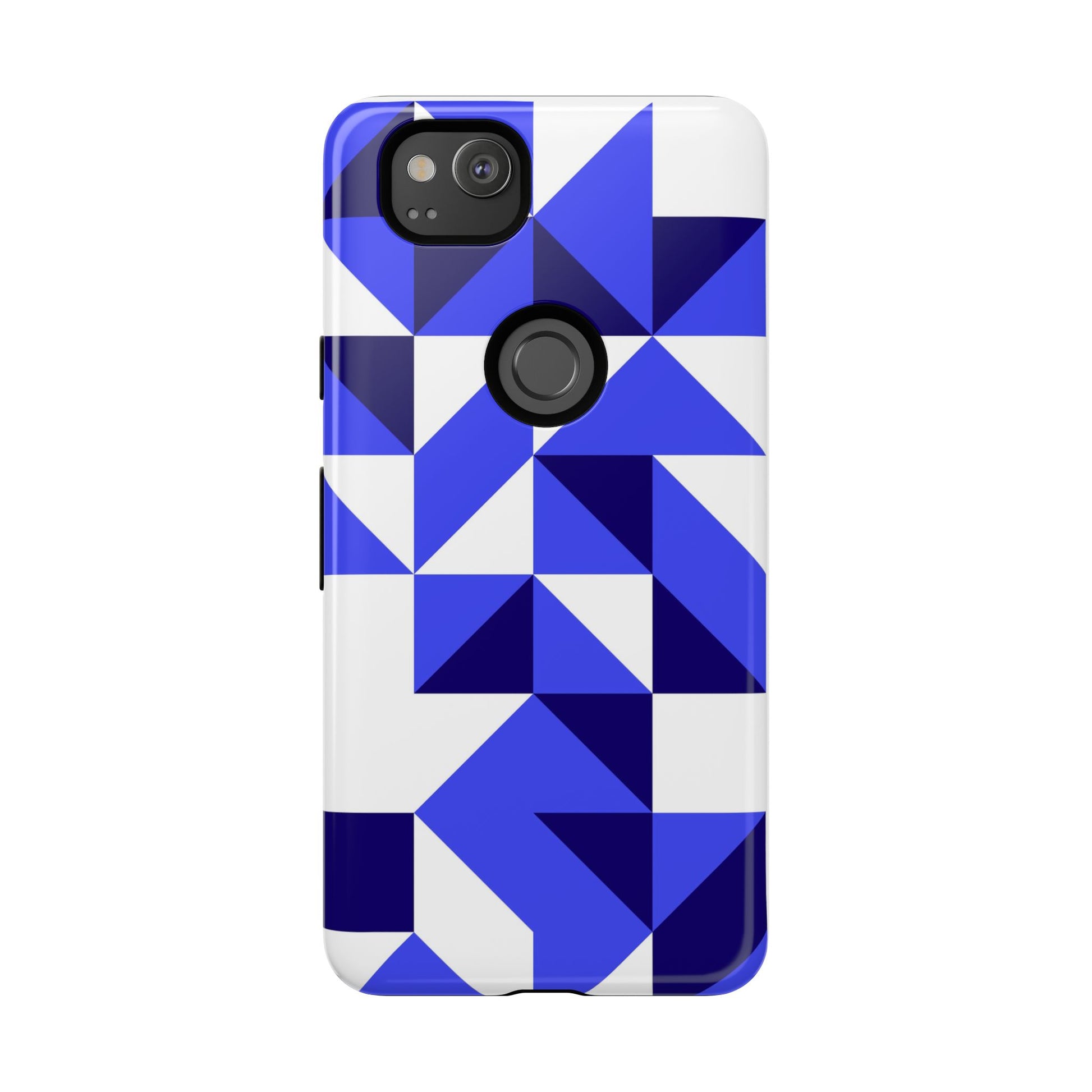 Blue Geometric Phone Case, Tough Cases, Stylish Phone Cover, Great for Gifts, Trendy Accessory, Abstract Pattern Design - FORMO