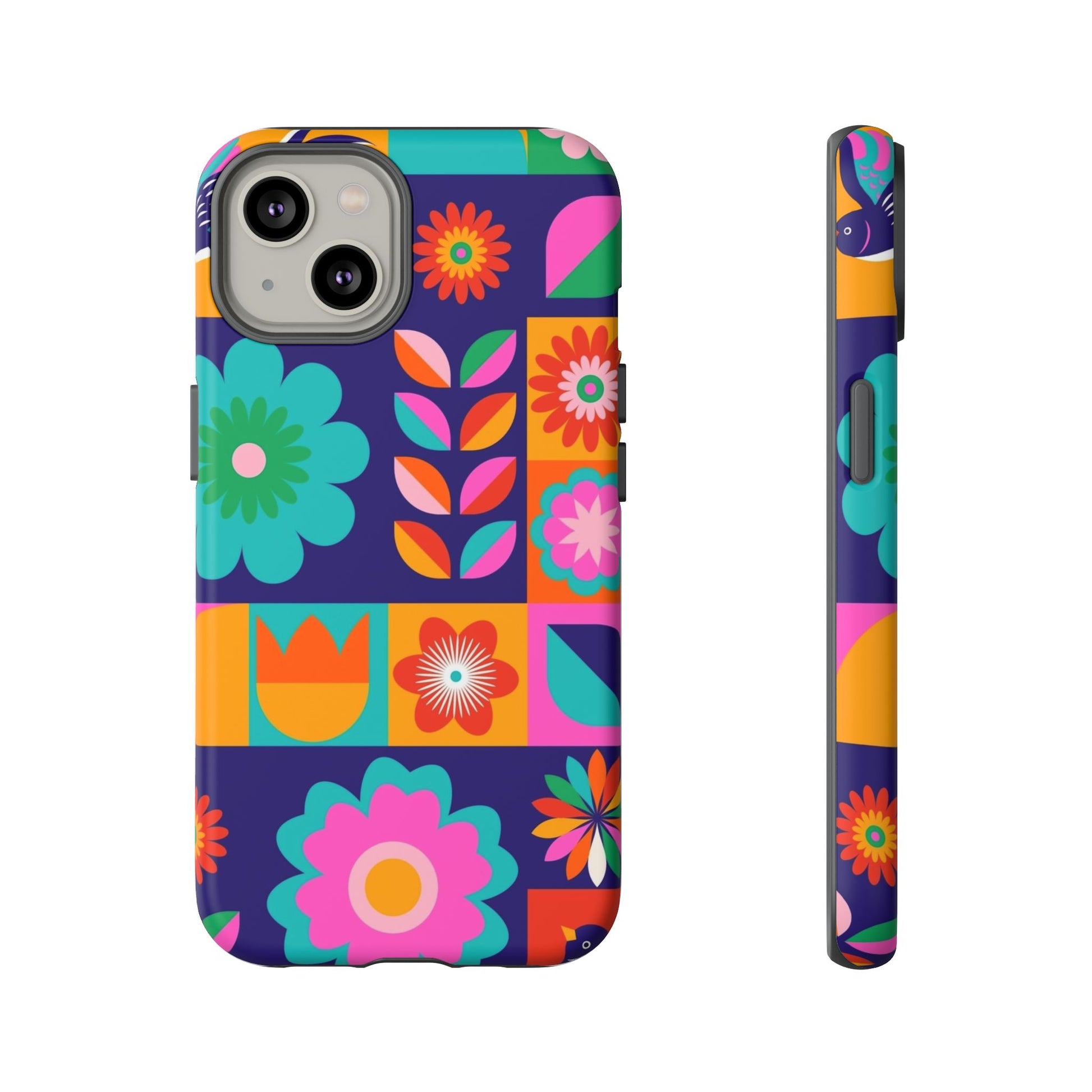 Colorful Floral Phone Case, Tough Cases for Protection, Vibrant Design Cover for Gift, Stylish Cell Phone Accessory, Fun Floral Designs - FORMO