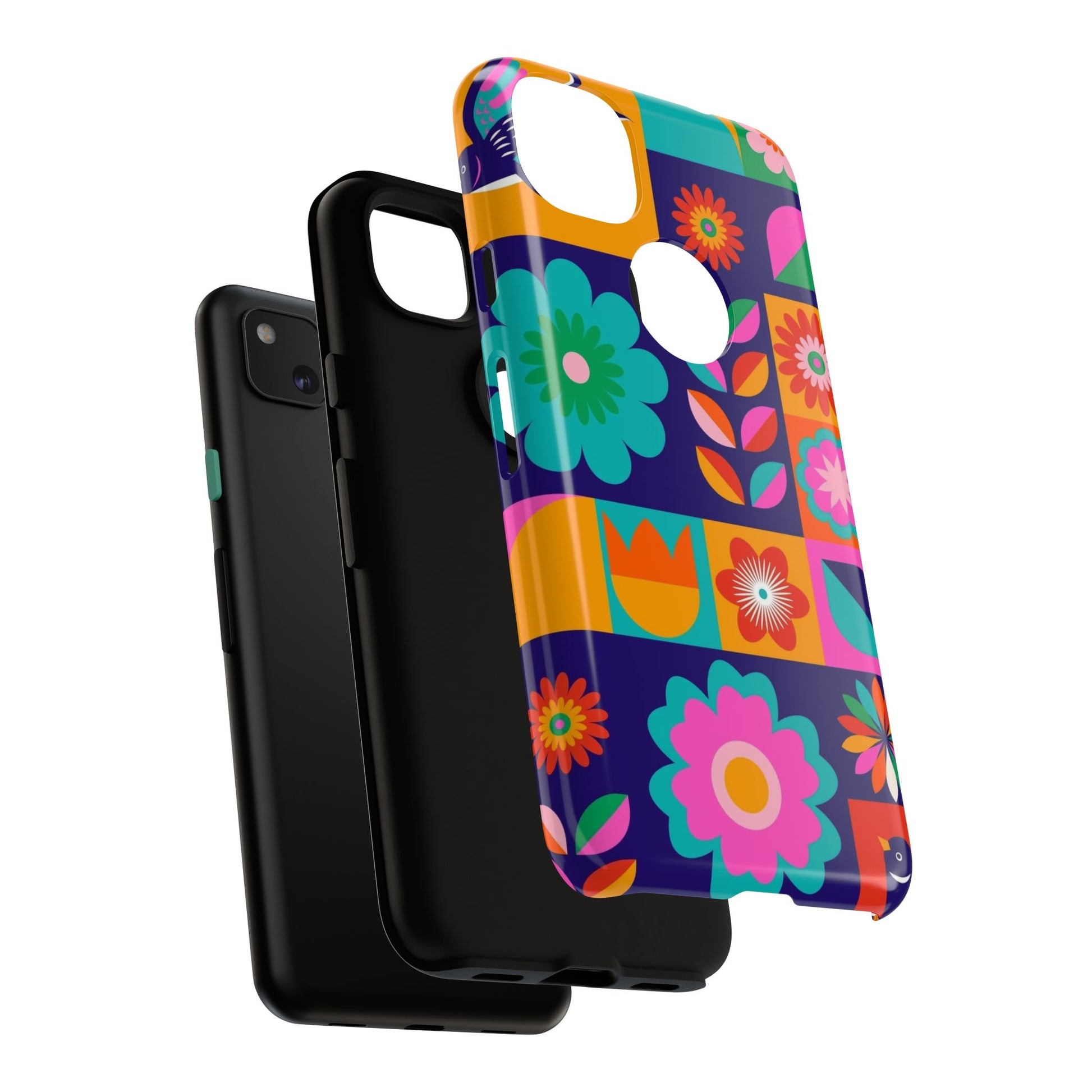 Colorful Floral Phone Case, Tough Cases for Protection, Vibrant Design Cover for Gift, Stylish Cell Phone Accessory, Fun Floral Designs - FORMO