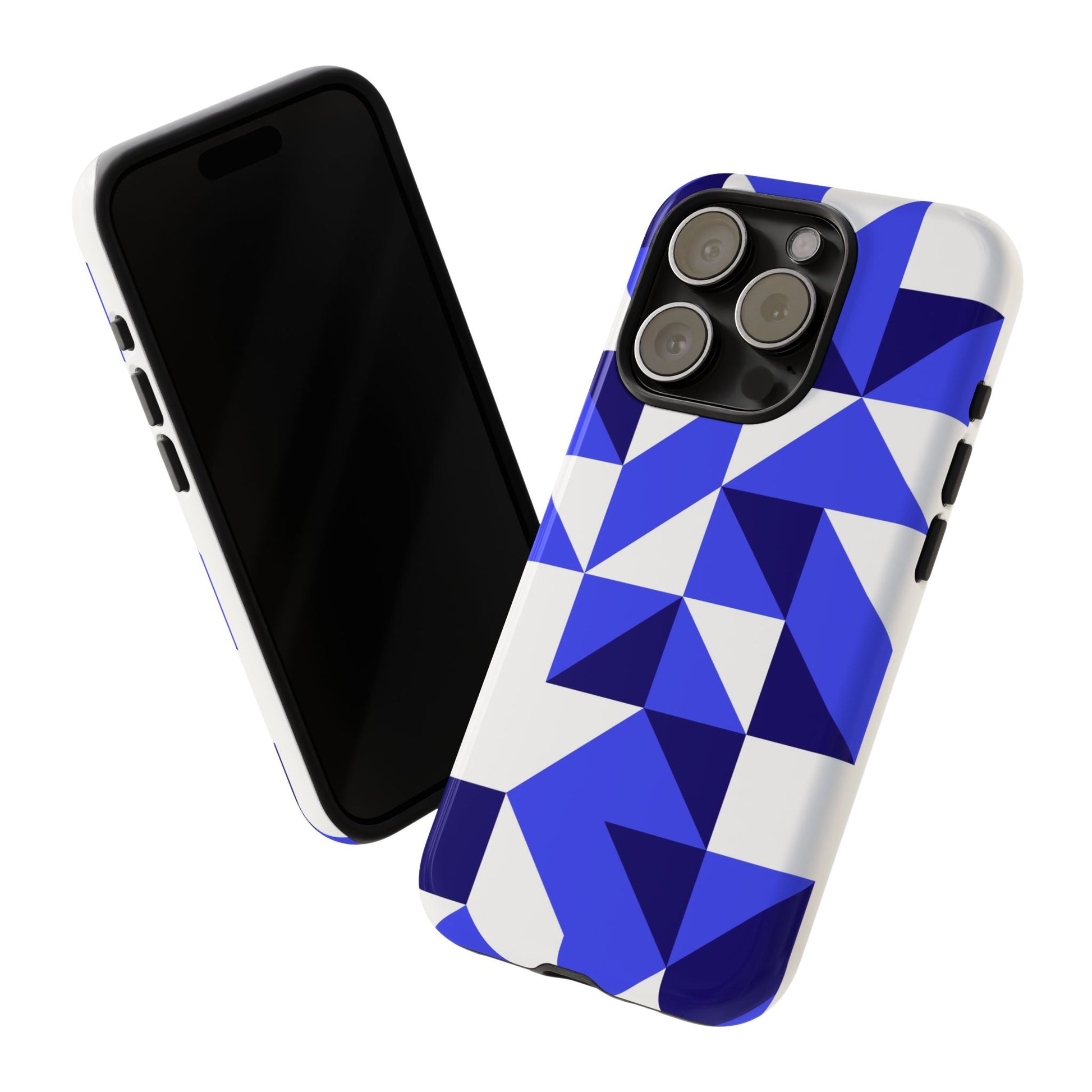 Blue Geometric Phone Case, Tough Cases, Stylish Phone Cover, Great for Gifts, Trendy Accessory, Abstract Pattern Design - FORMO