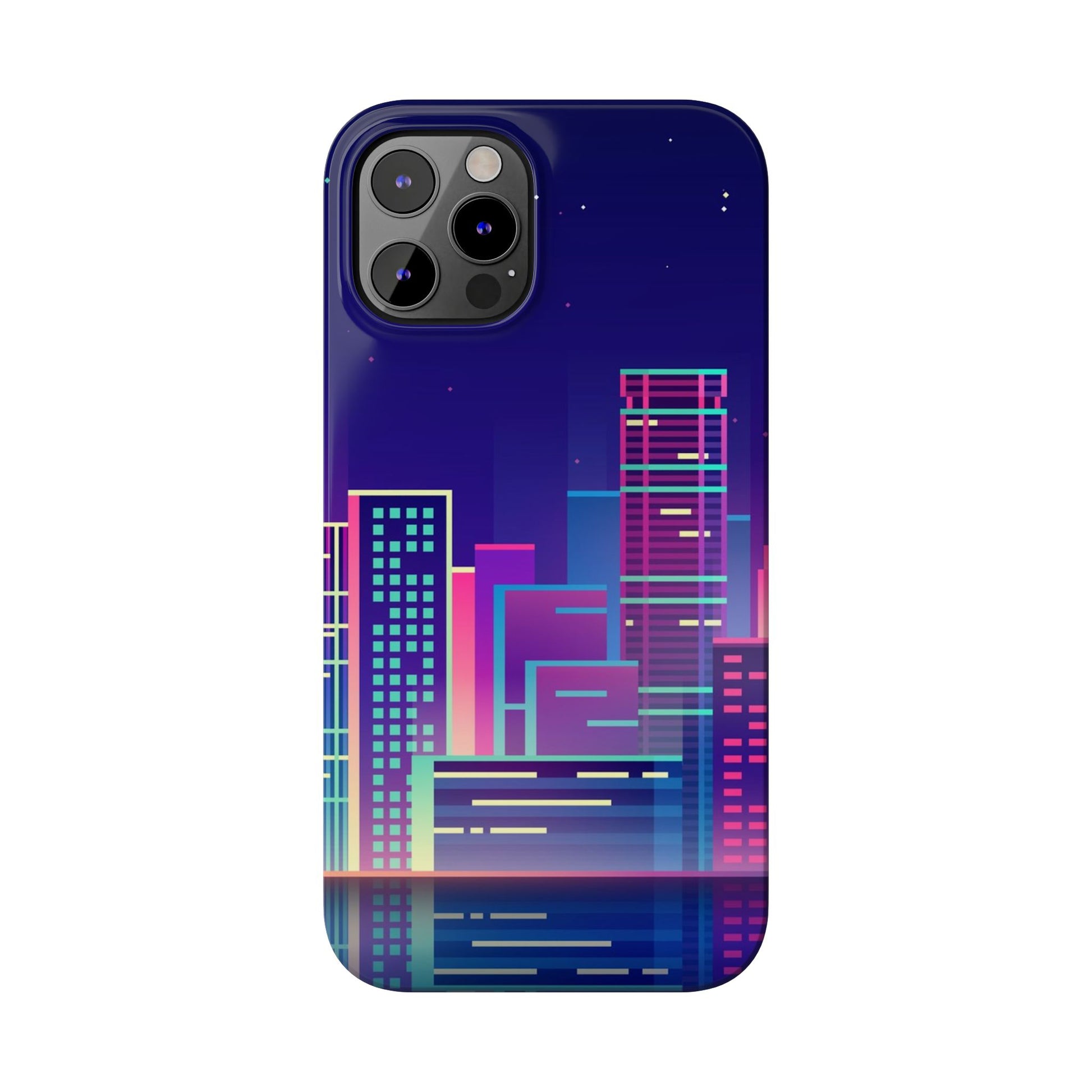 Urban Skyline Slim Phone Cases, Cityscape iPhone Cover, Colorful Night Design, Trendy Phone Accessory, Gifts for City Lovers - FORMO