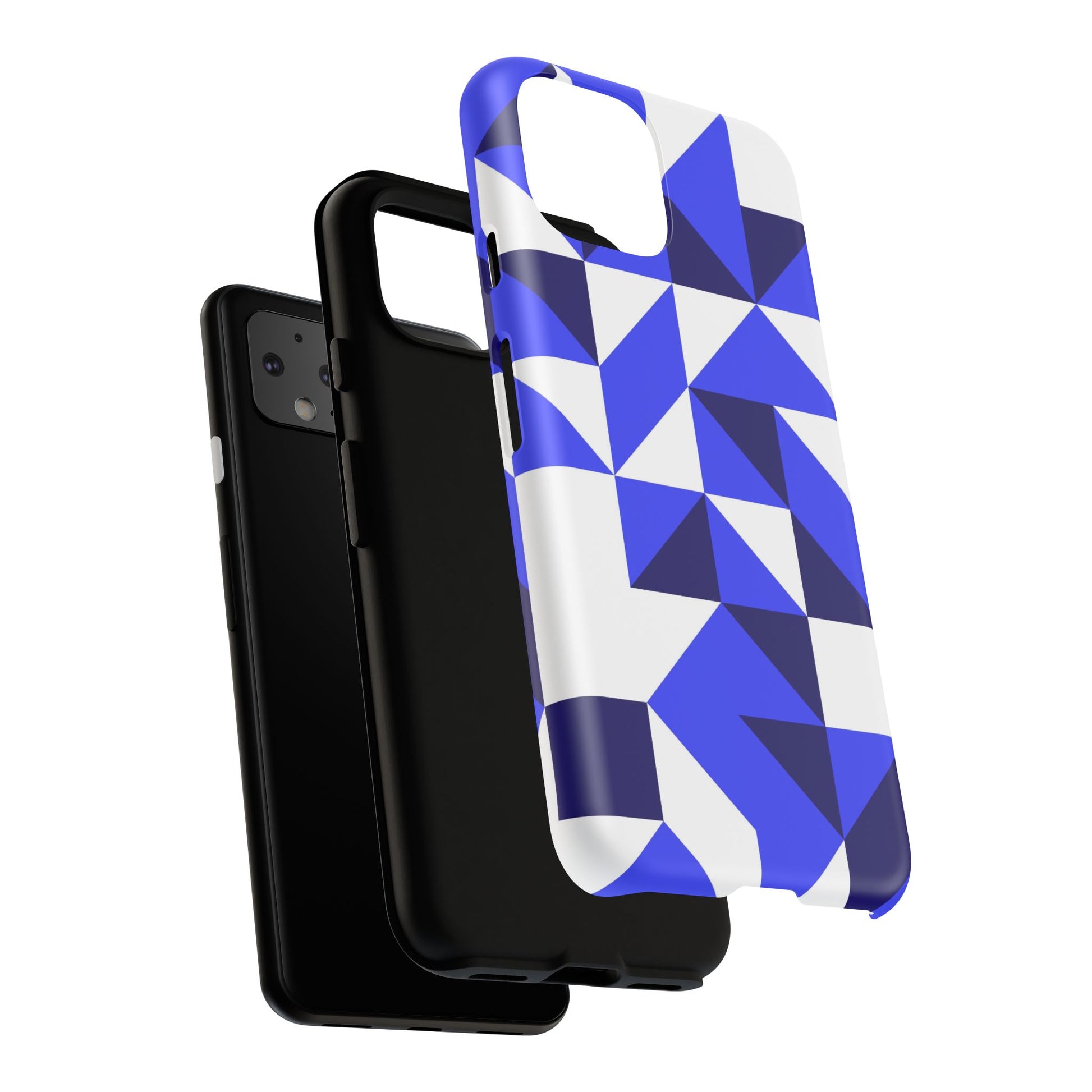 Blue Geometric Phone Case, Tough Cases, Stylish Phone Cover, Great for Gifts, Trendy Accessory, Abstract Pattern Design - FORMO