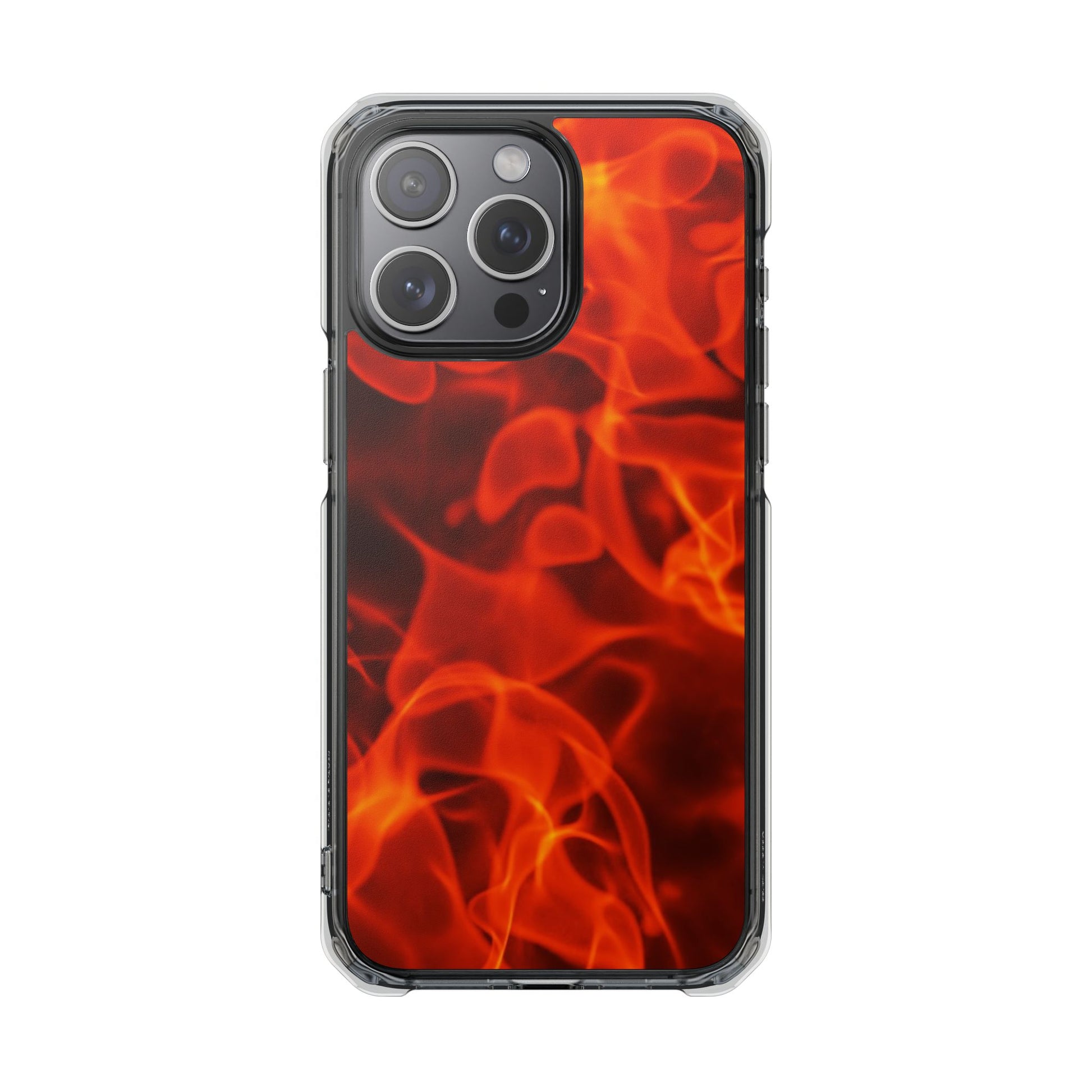Magnetic Clear Phone Cases with Fiery Design, Protective Case for iPhone, Customizable Tech Accessory, Unique Gift Idea, Holiday Gift - FORMO