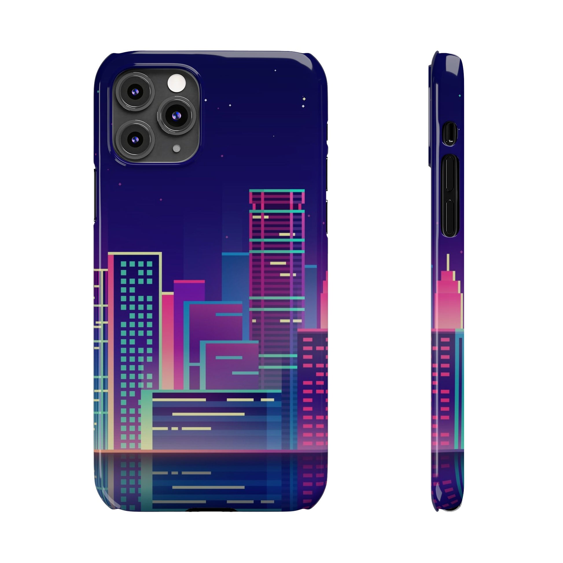 Urban Skyline Slim Phone Cases, Cityscape iPhone Cover, Colorful Night Design, Trendy Phone Accessory, Gifts for City Lovers - FORMO