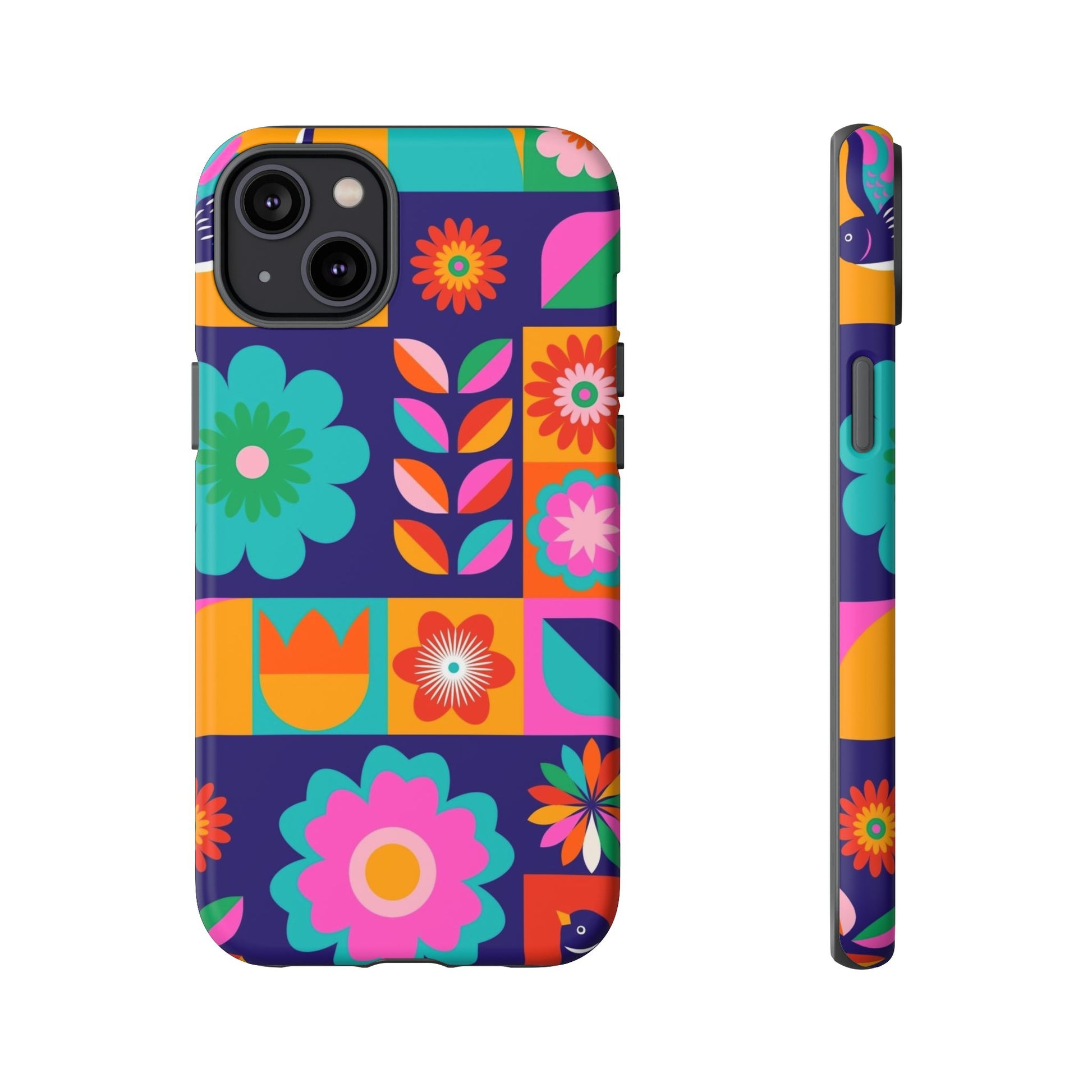 Colorful Floral Phone Case, Tough Cases for Protection, Vibrant Design Cover for Gift, Stylish Cell Phone Accessory, Fun Floral Designs - FORMO