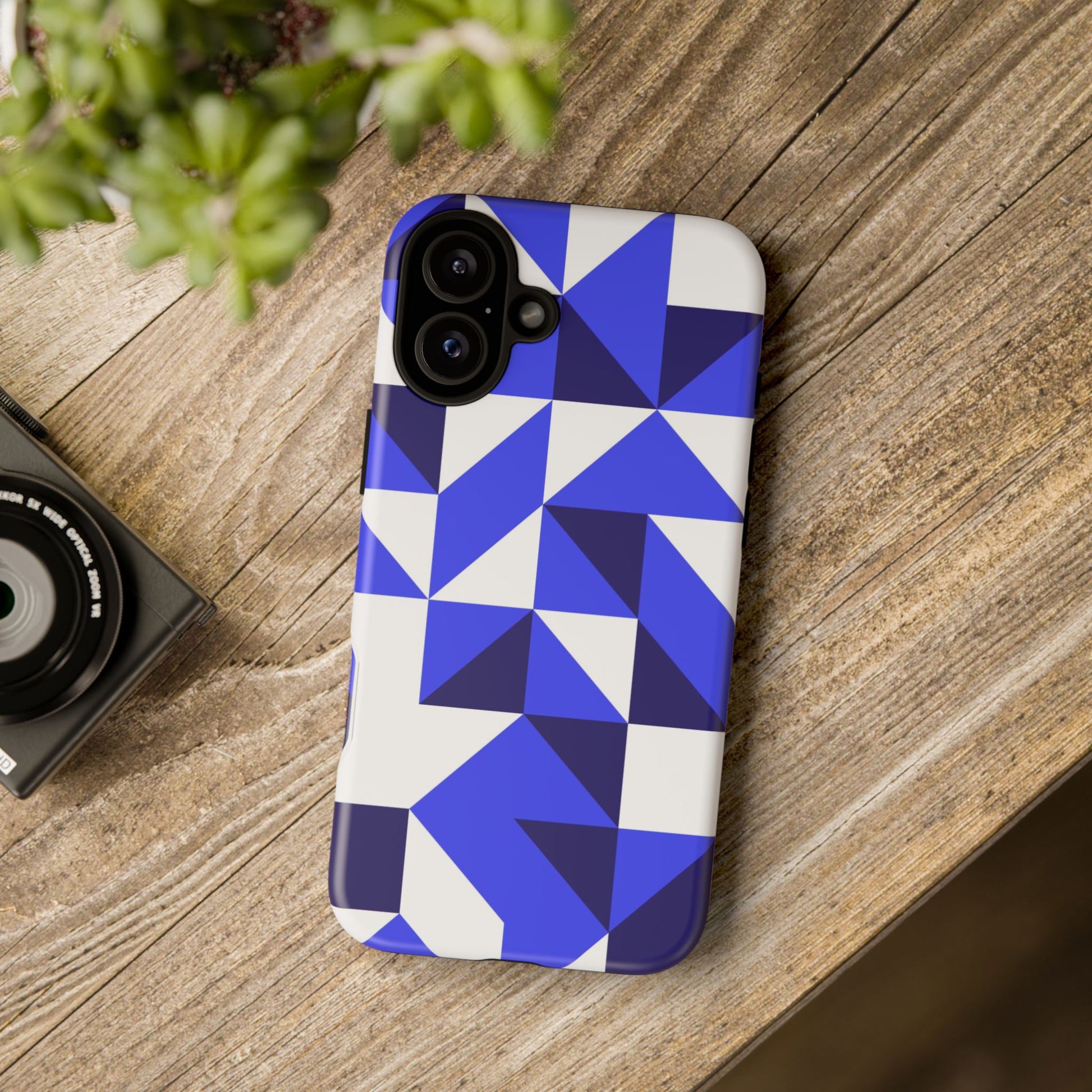 Blue Geometric Phone Case, Tough Cases, Stylish Phone Cover, Great for Gifts, Trendy Accessory, Abstract Pattern Design - FORMO