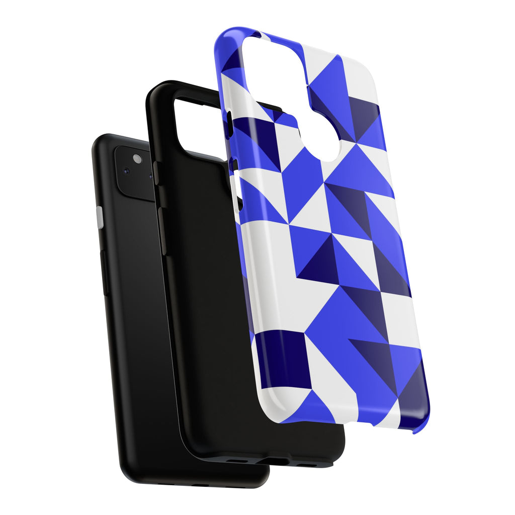 Blue Geometric Phone Case, Tough Cases, Stylish Phone Cover, Great for Gifts, Trendy Accessory, Abstract Pattern Design - FORMO