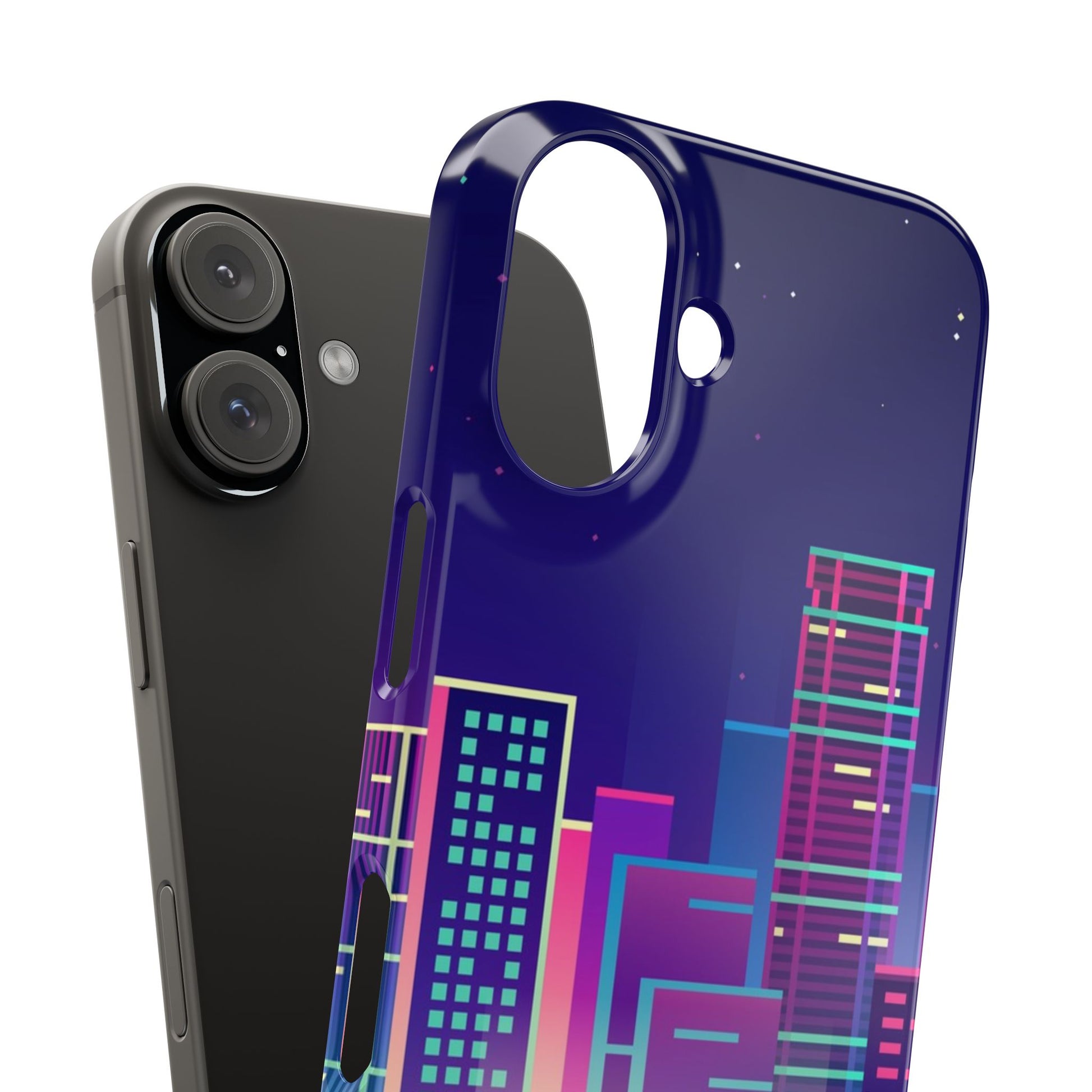 Urban Skyline Slim Phone Cases, Cityscape iPhone Cover, Colorful Night Design, Trendy Phone Accessory, Gifts for City Lovers - FORMO