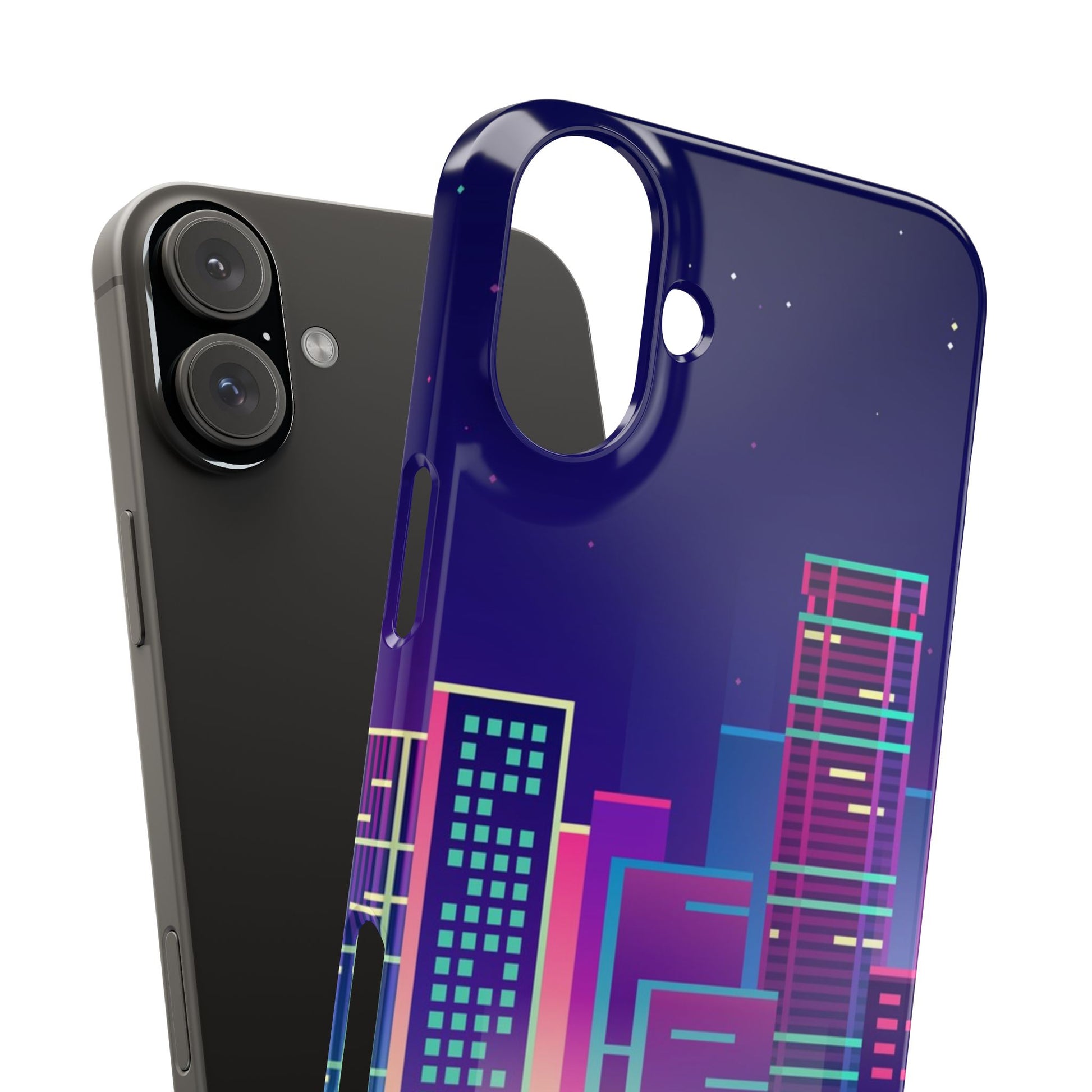 Urban Skyline Slim Phone Cases, Cityscape iPhone Cover, Colorful Night Design, Trendy Phone Accessory, Gifts for City Lovers - FORMO