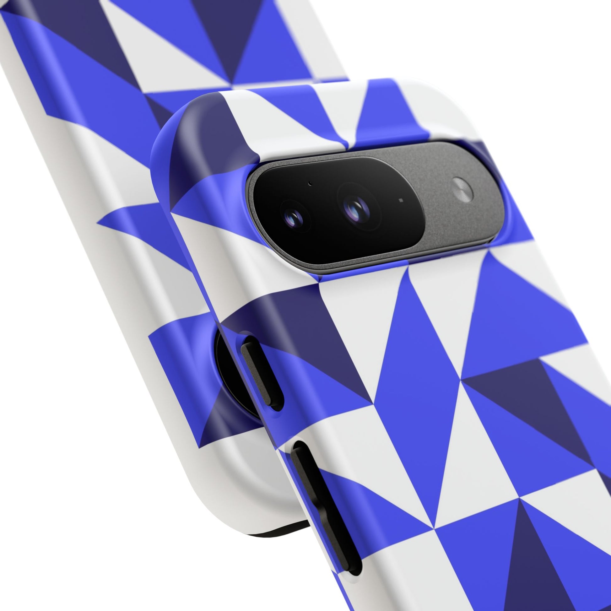 Blue Geometric Phone Case, Tough Cases, Stylish Phone Cover, Great for Gifts, Trendy Accessory, Abstract Pattern Design - FORMO