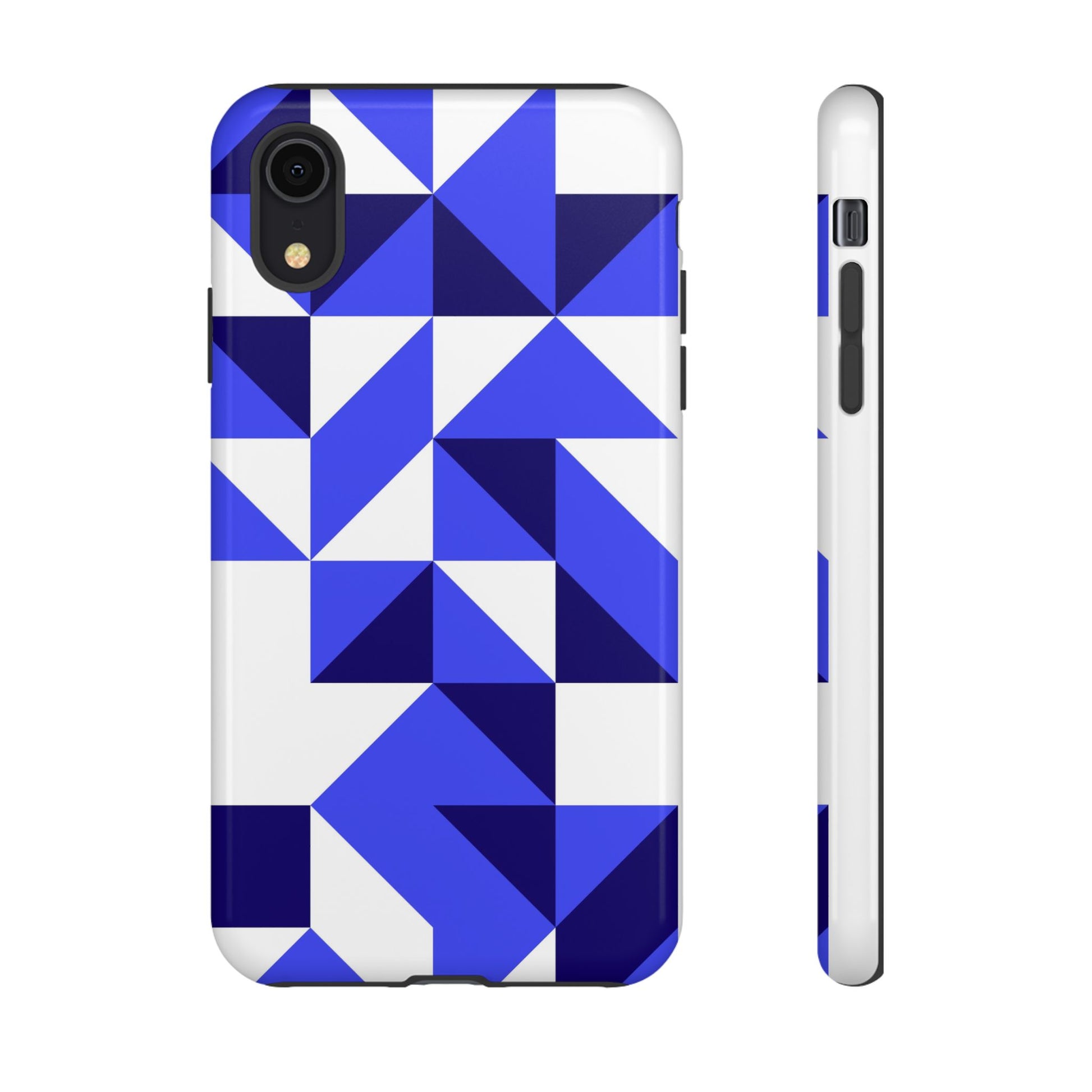 Blue Geometric Phone Case, Tough Cases, Stylish Phone Cover, Great for Gifts, Trendy Accessory, Abstract Pattern Design - FORMO