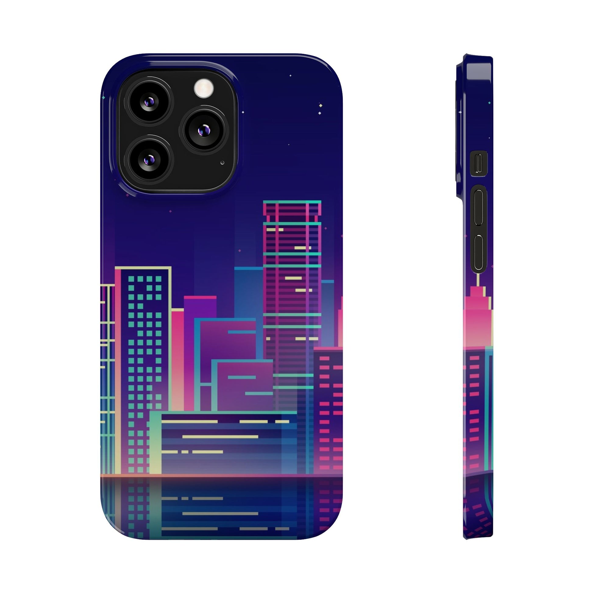 Urban Skyline Slim Phone Cases, Cityscape iPhone Cover, Colorful Night Design, Trendy Phone Accessory, Gifts for City Lovers - FORMO