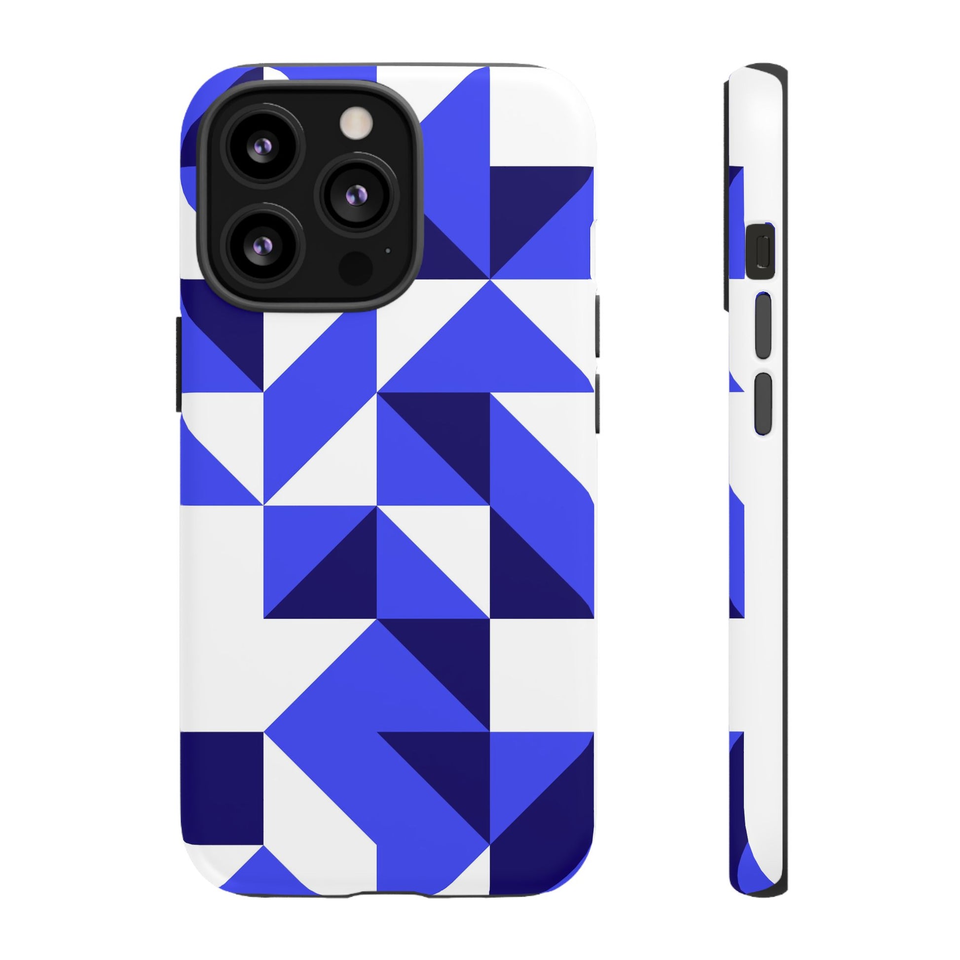 Blue Geometric Phone Case, Tough Cases, Stylish Phone Cover, Great for Gifts, Trendy Accessory, Abstract Pattern Design - FORMO