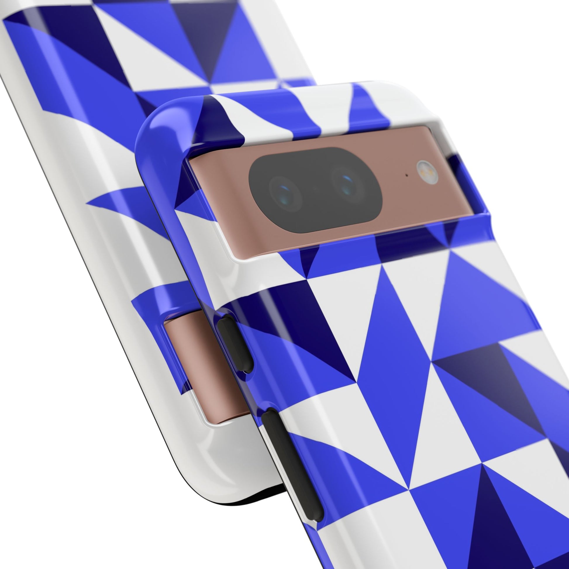 Blue Geometric Phone Case, Tough Cases, Stylish Phone Cover, Great for Gifts, Trendy Accessory, Abstract Pattern Design - FORMO