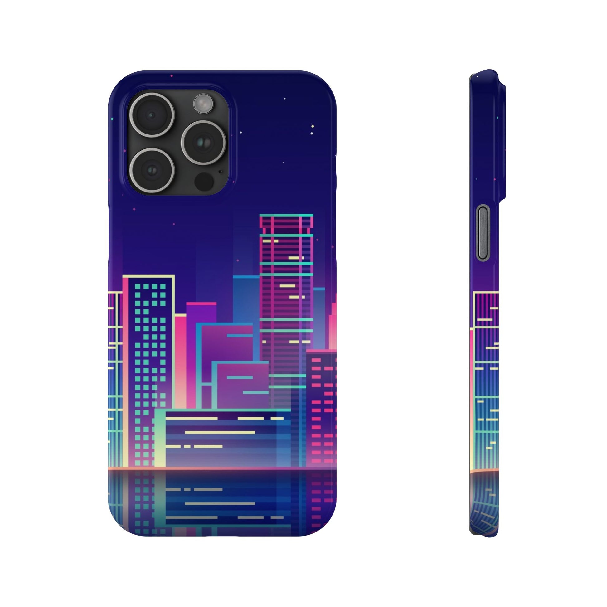Urban Skyline Slim Phone Cases, Cityscape iPhone Cover, Colorful Night Design, Trendy Phone Accessory, Gifts for City Lovers - FORMO