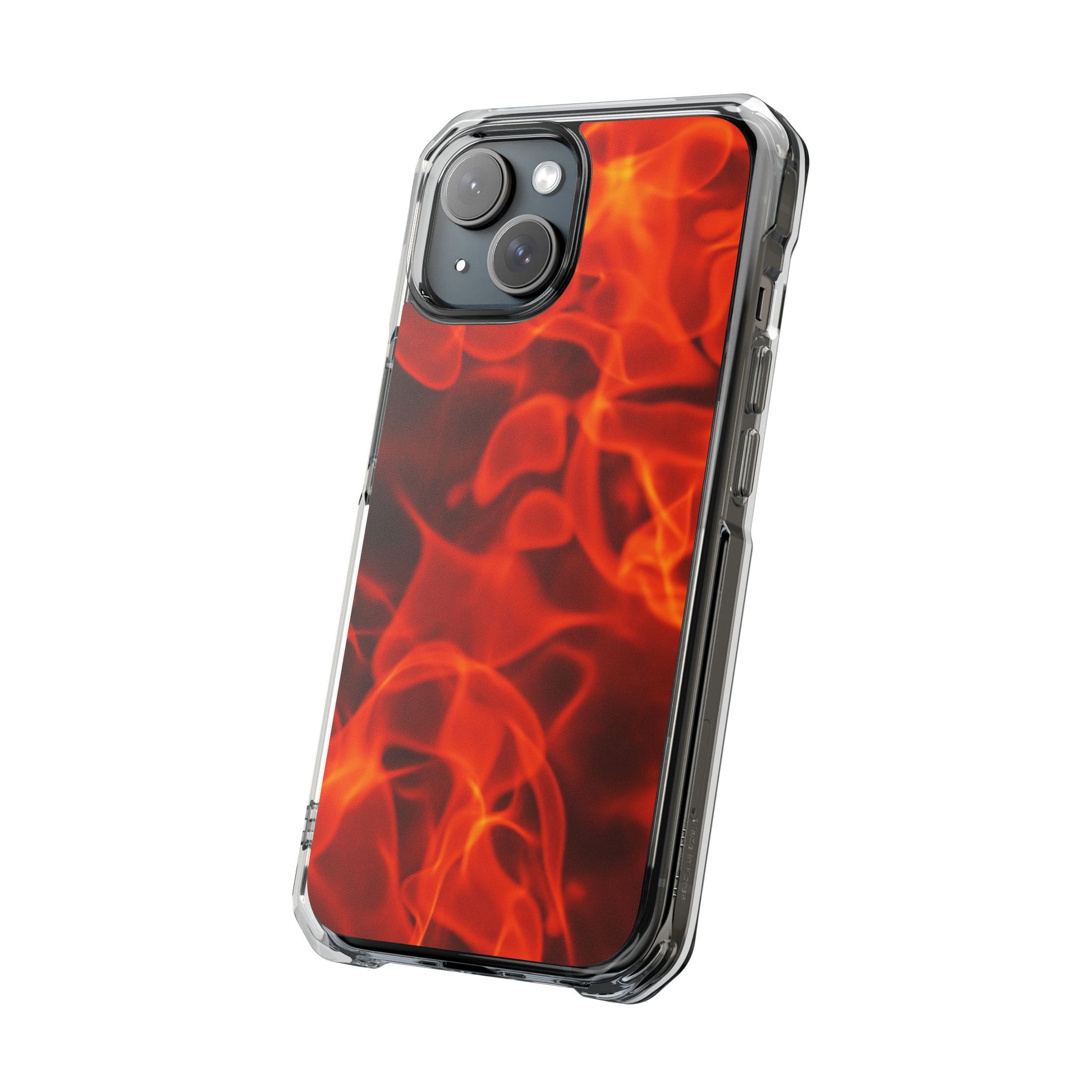 Magnetic Clear Phone Cases with Fiery Design, Protective Case for iPhone, Customizable Tech Accessory, Unique Gift Idea, Holiday Gift - FORMO