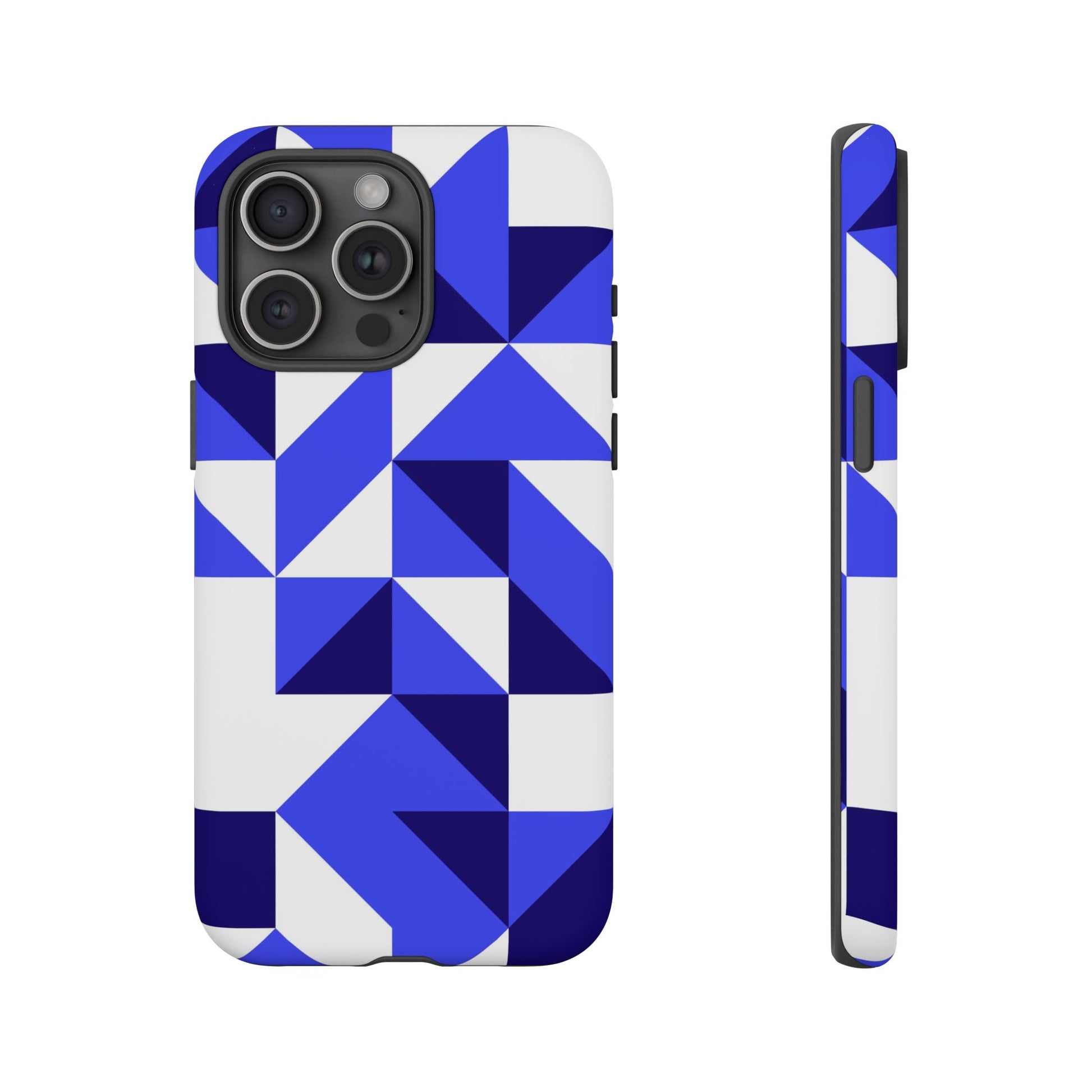 Blue Geometric Phone Case, Tough Cases, Stylish Phone Cover, Great for Gifts, Trendy Accessory, Abstract Pattern Design - FORMO