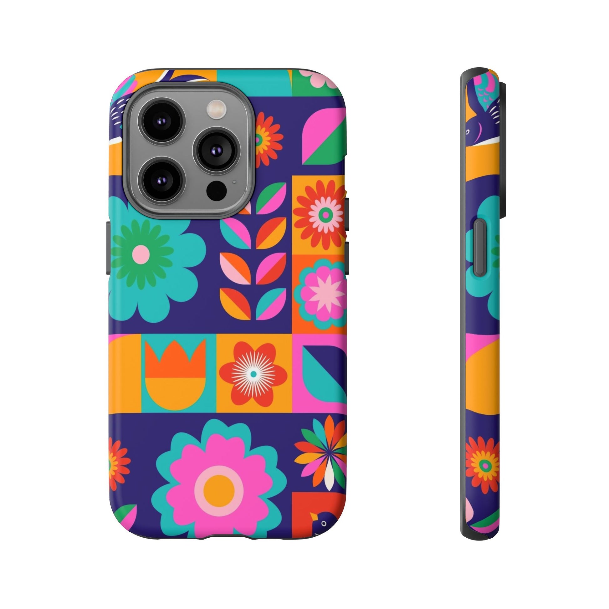 Colorful Floral Phone Case, Tough Cases for Protection, Vibrant Design Cover for Gift, Stylish Cell Phone Accessory, Fun Floral Designs - FORMO