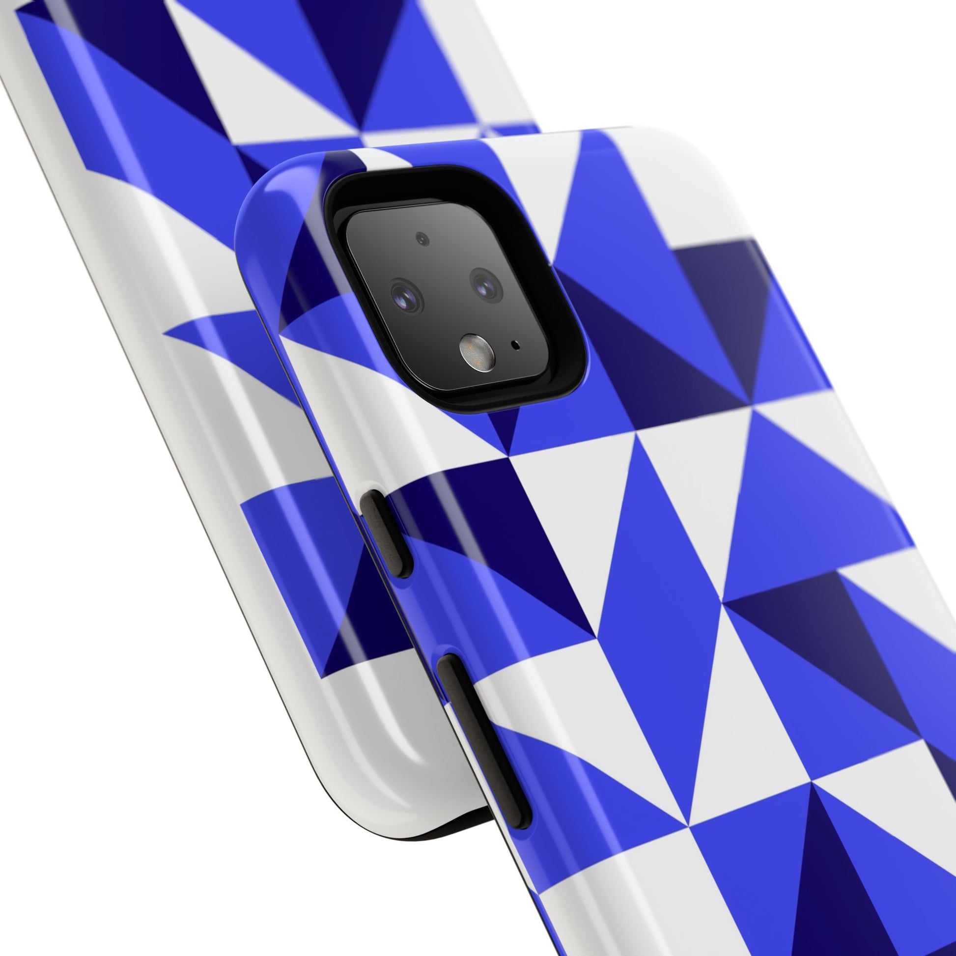 Blue Geometric Phone Case, Tough Cases, Stylish Phone Cover, Great for Gifts, Trendy Accessory, Abstract Pattern Design - FORMO