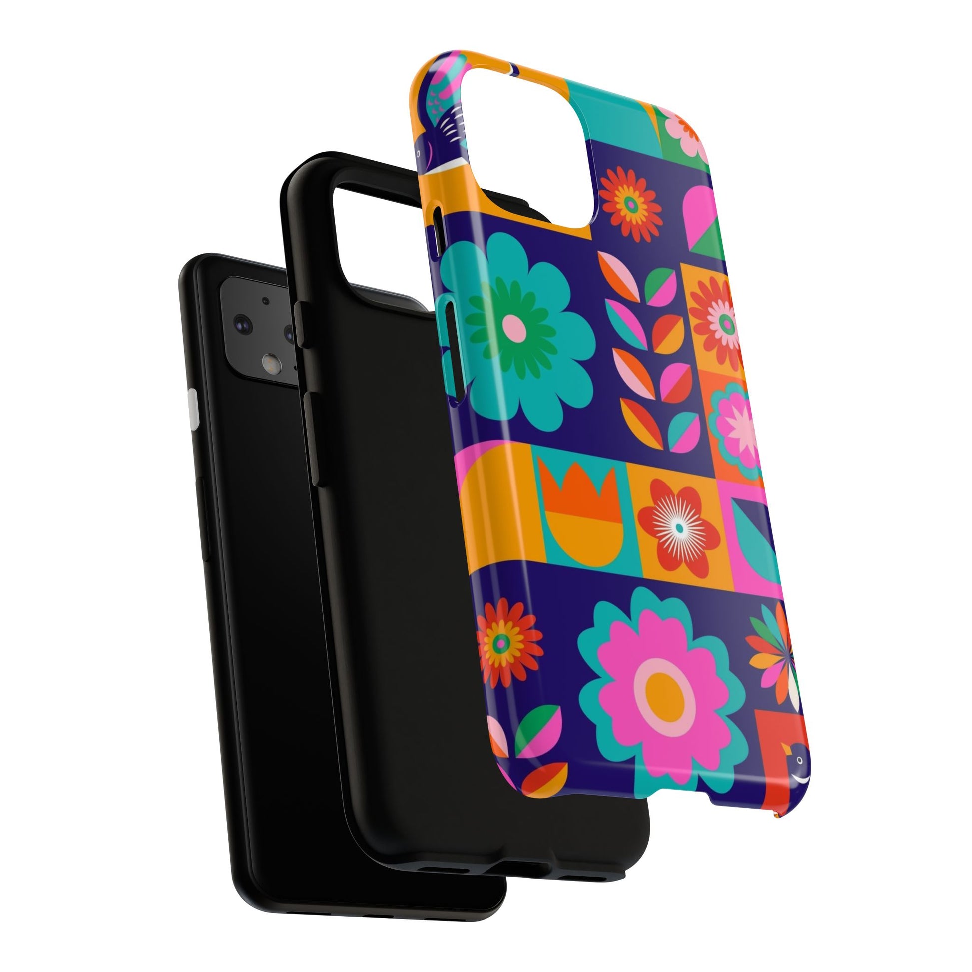 Colorful Floral Phone Case, Tough Cases for Protection, Vibrant Design Cover for Gift, Stylish Cell Phone Accessory, Fun Floral Designs - FORMO