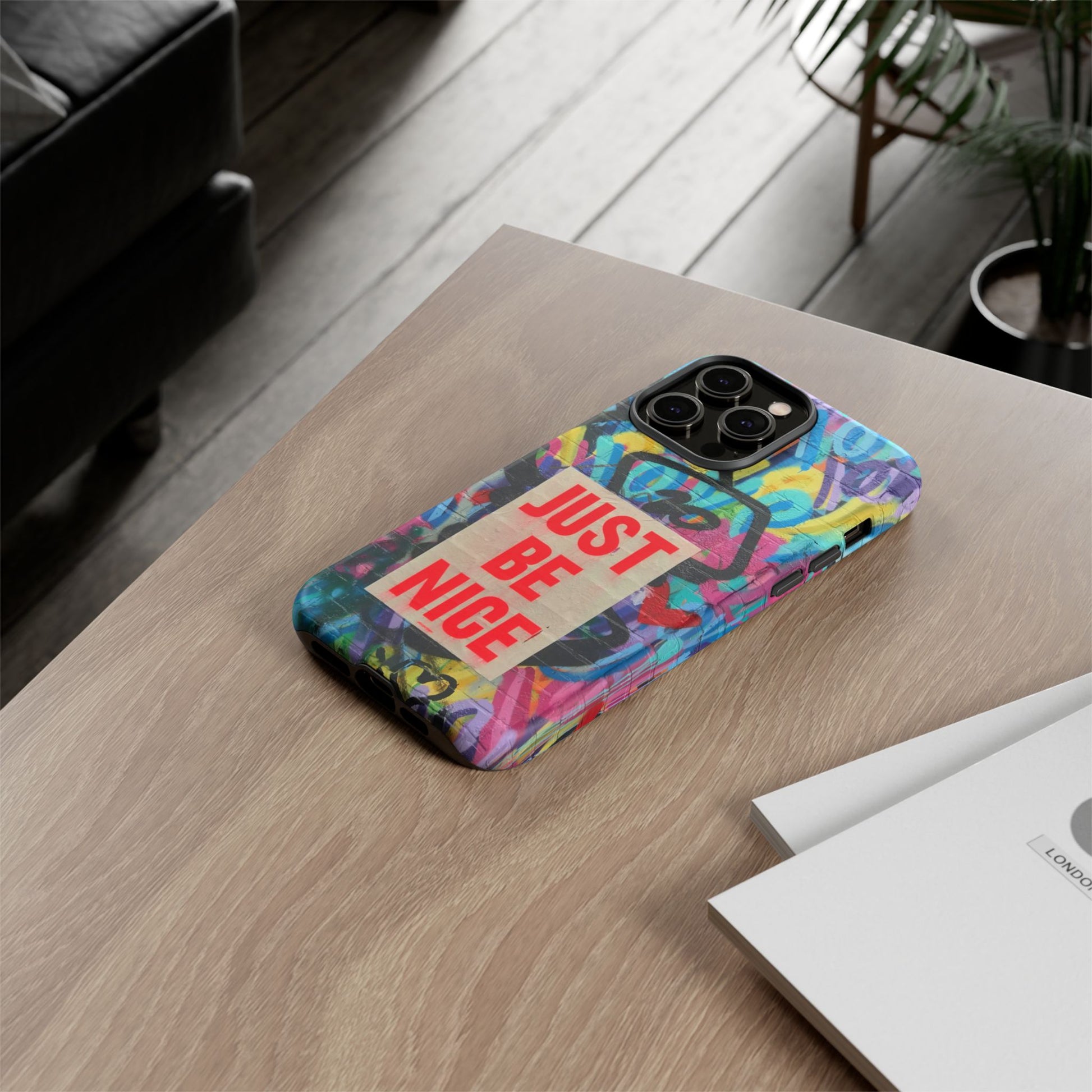 Colorful Phone Case - Just Be Nice Design, Motivational Gift, Phone Accessories, Unique Custom Case, Positive Vibe Tech Gear - FORMO