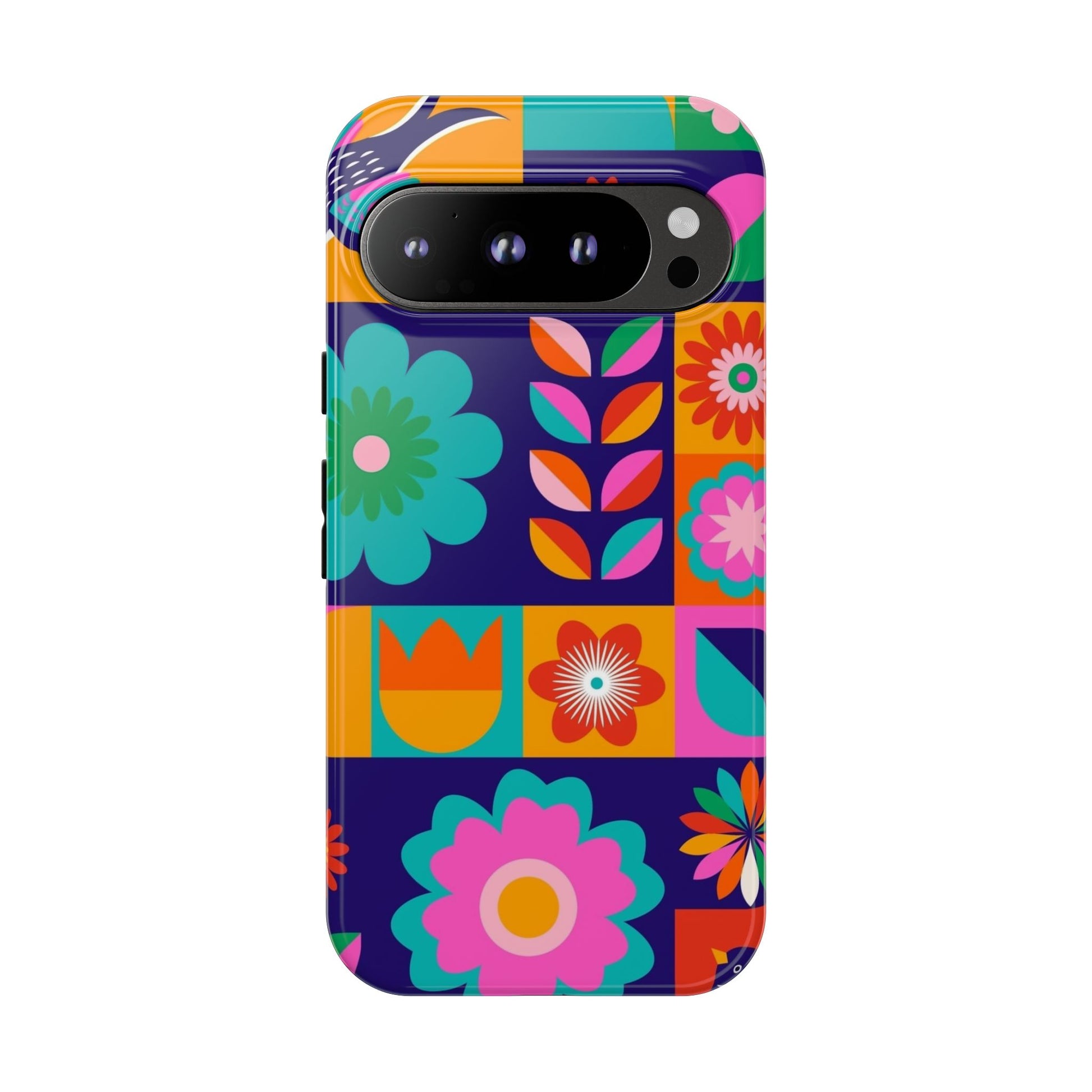 Colorful Floral Phone Case, Tough Cases for Protection, Vibrant Design Cover for Gift, Stylish Cell Phone Accessory, Fun Floral Designs - FORMO