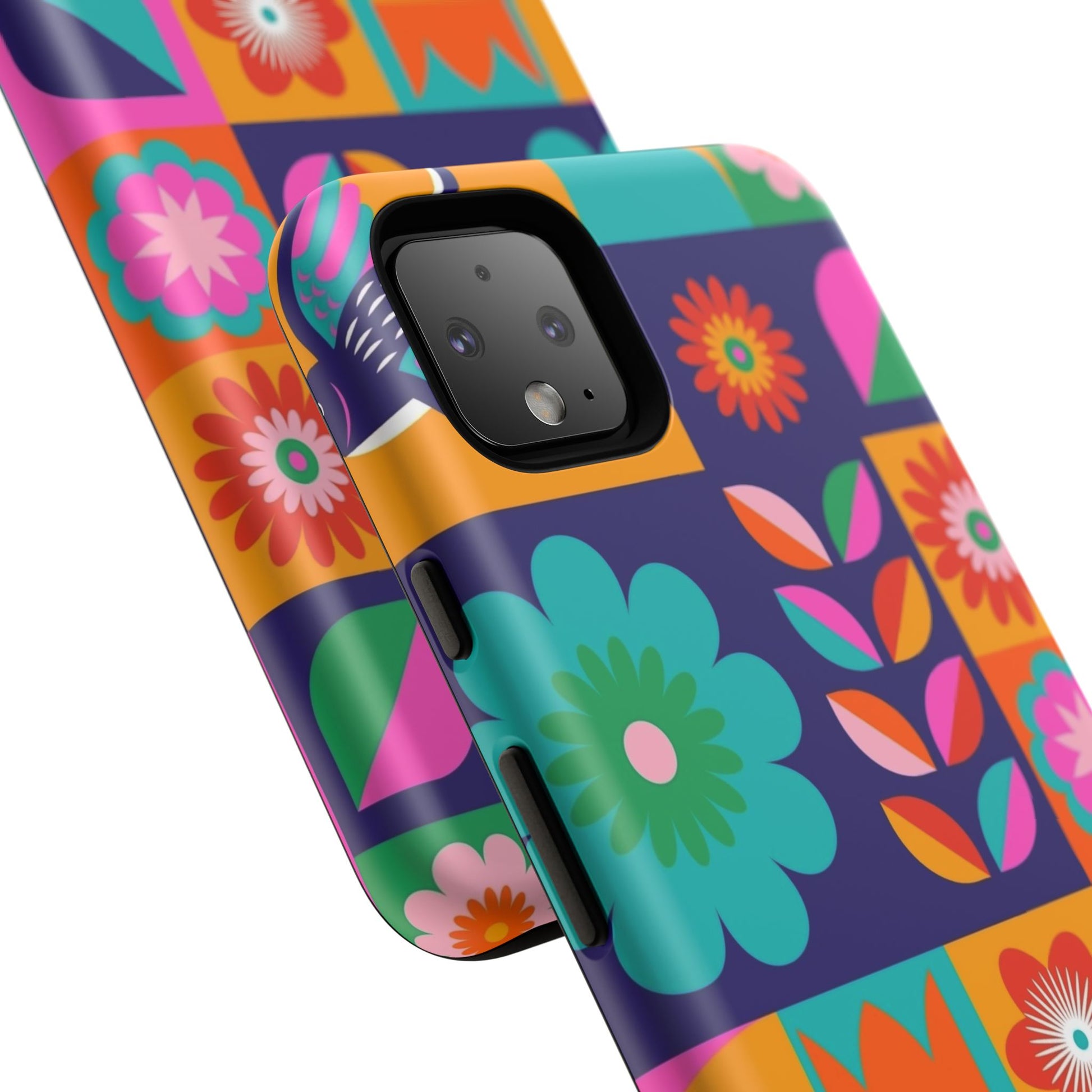 Colorful Floral Phone Case, Tough Cases for Protection, Vibrant Design Cover for Gift, Stylish Cell Phone Accessory, Fun Floral Designs - FORMO