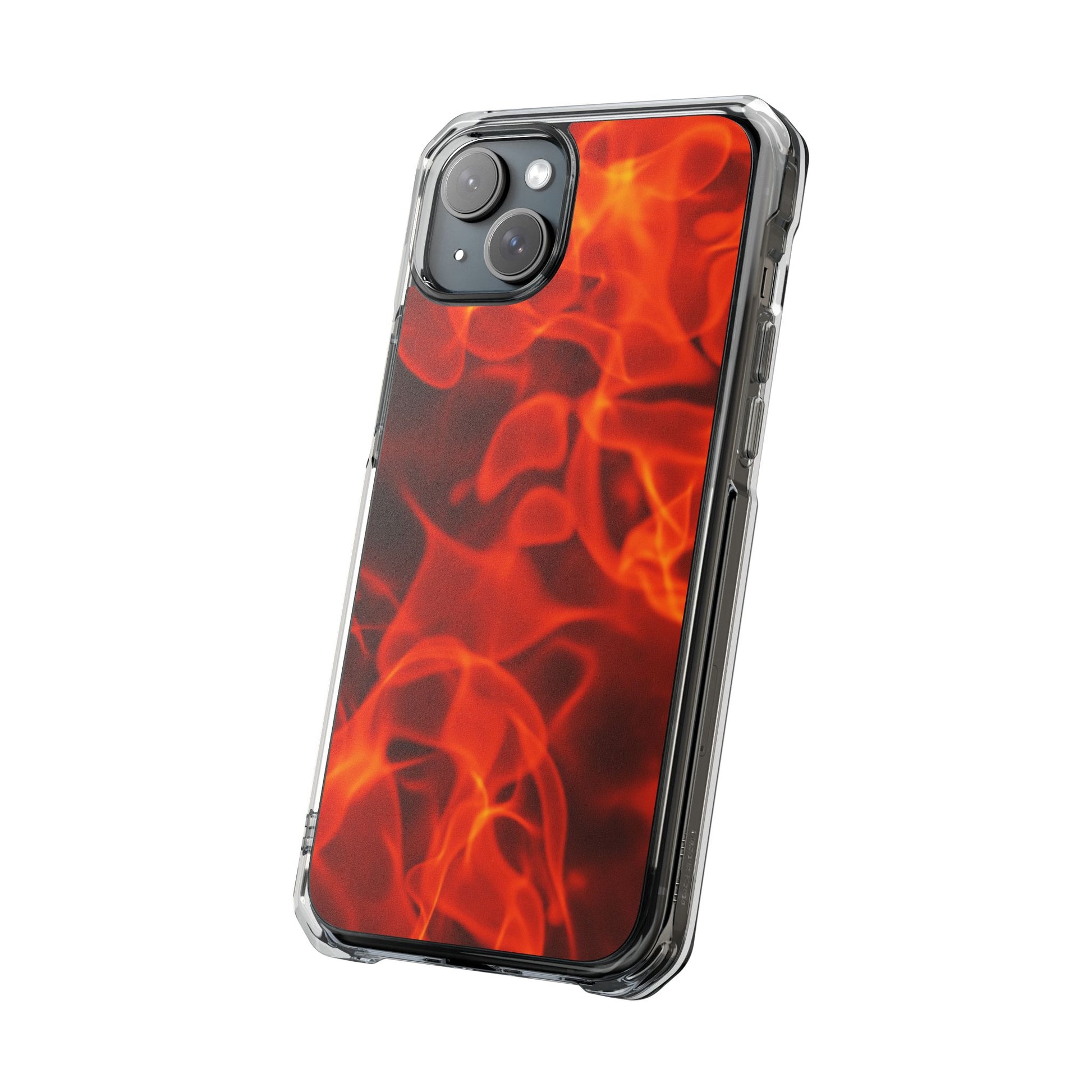 Magnetic Clear Phone Cases with Fiery Design, Protective Case for iPhone, Customizable Tech Accessory, Unique Gift Idea, Holiday Gift - FORMO