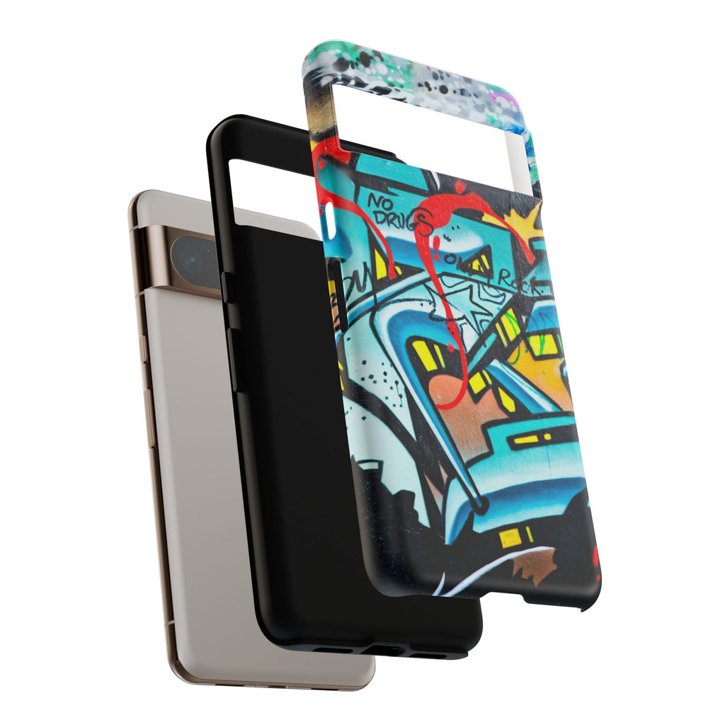 Edgy Phone Case with Graffiti Design, Tough Phone Case for Artists, Urban Style Phone Accessory, Graffiti Art Case, Unique Gift for Teens - FORMO