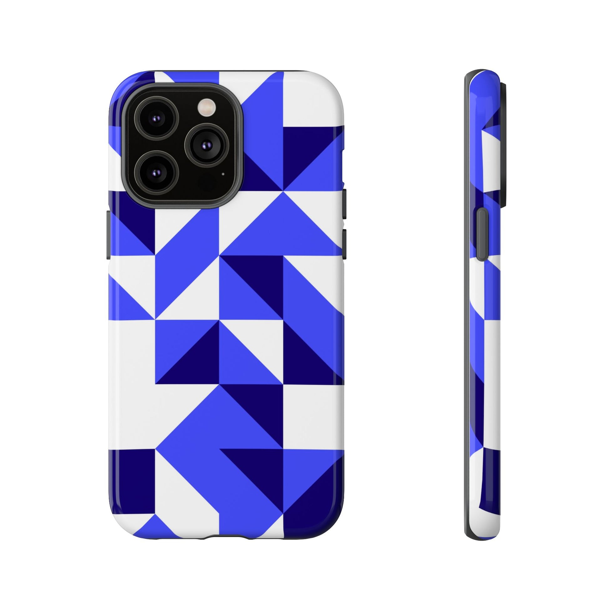 Blue Geometric Phone Case, Tough Cases, Stylish Phone Cover, Great for Gifts, Trendy Accessory, Abstract Pattern Design - FORMO
