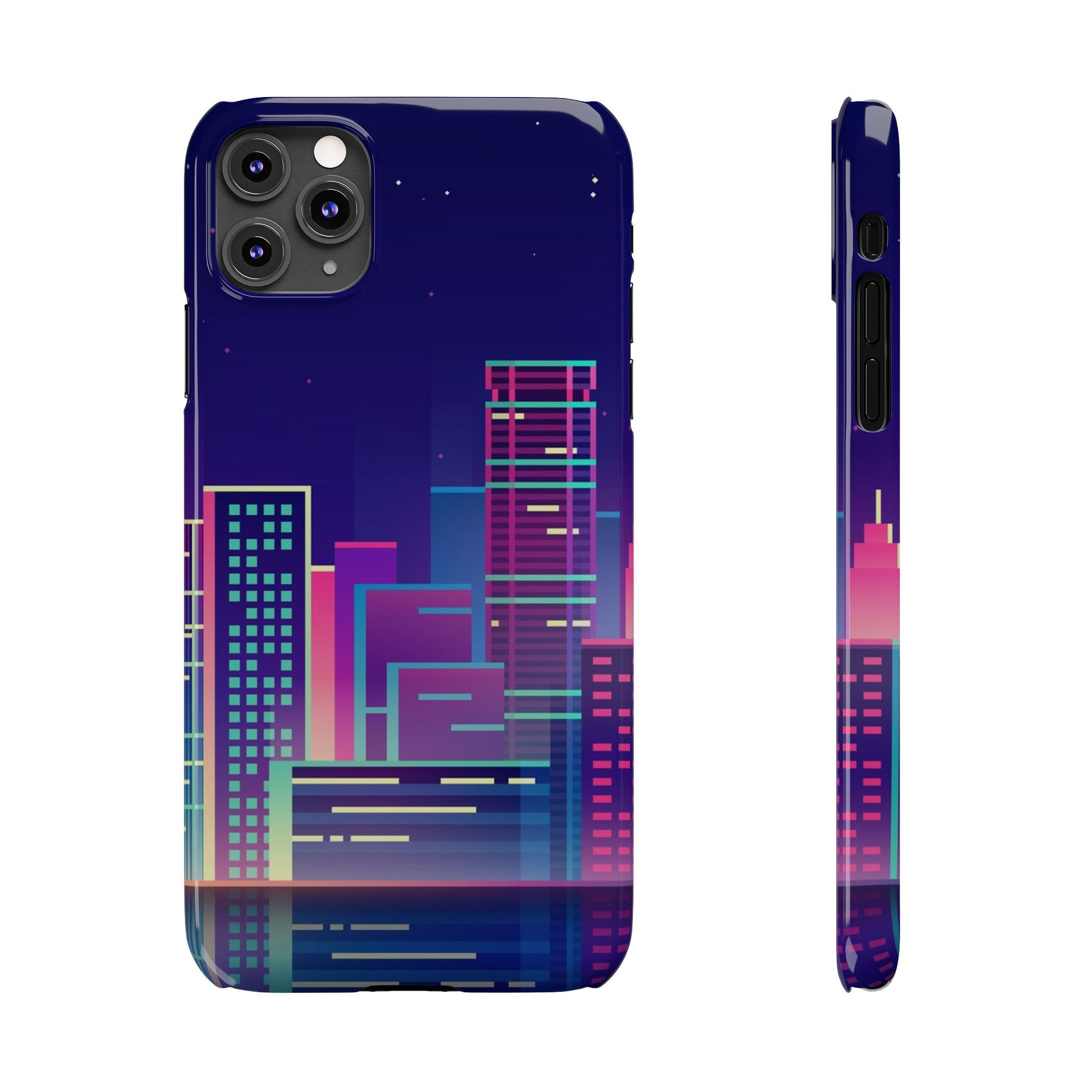 Urban Skyline Slim Phone Cases, Cityscape iPhone Cover, Colorful Night Design, Trendy Phone Accessory, Gifts for City Lovers - FORMO