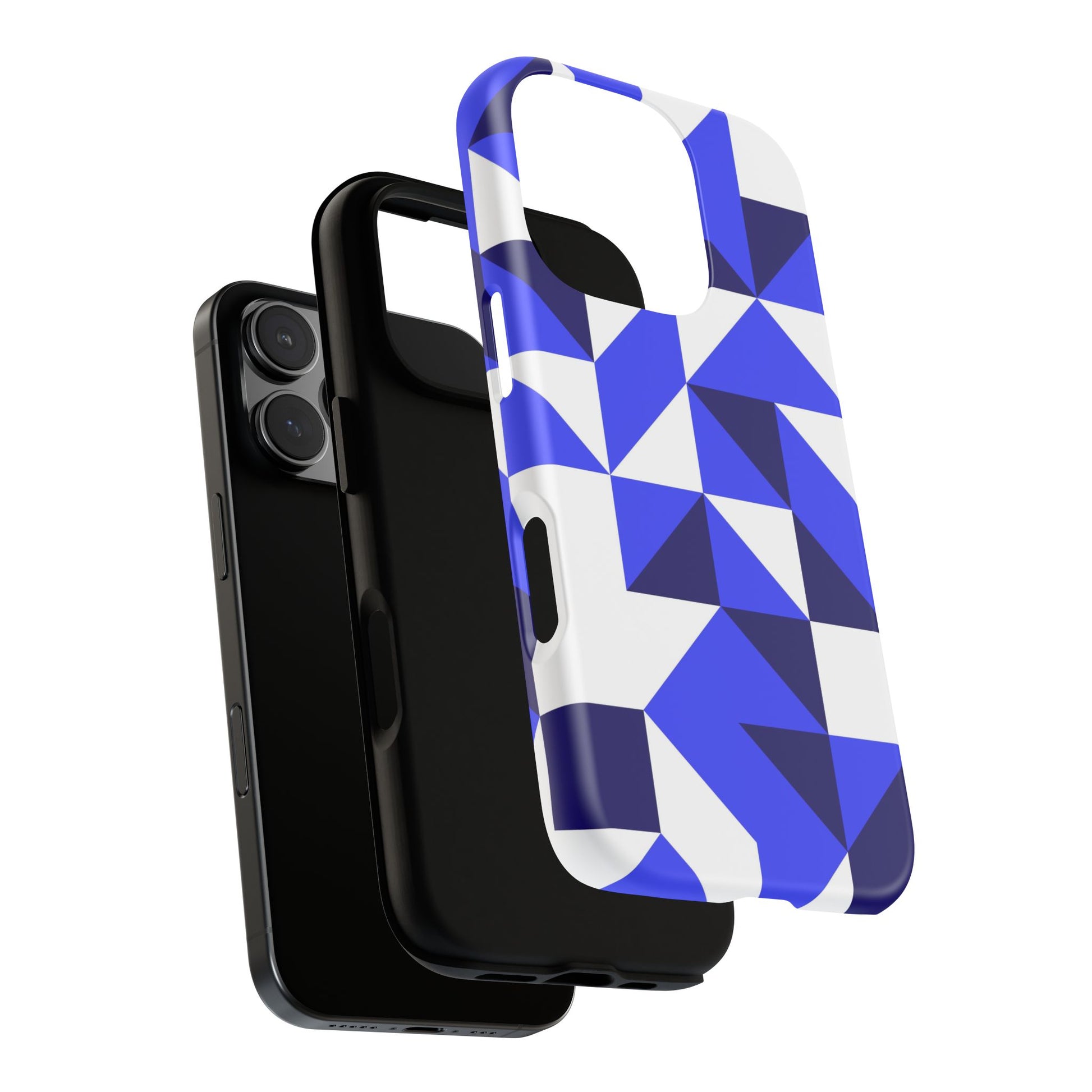 Blue Geometric Phone Case, Tough Cases, Stylish Phone Cover, Great for Gifts, Trendy Accessory, Abstract Pattern Design - FORMO