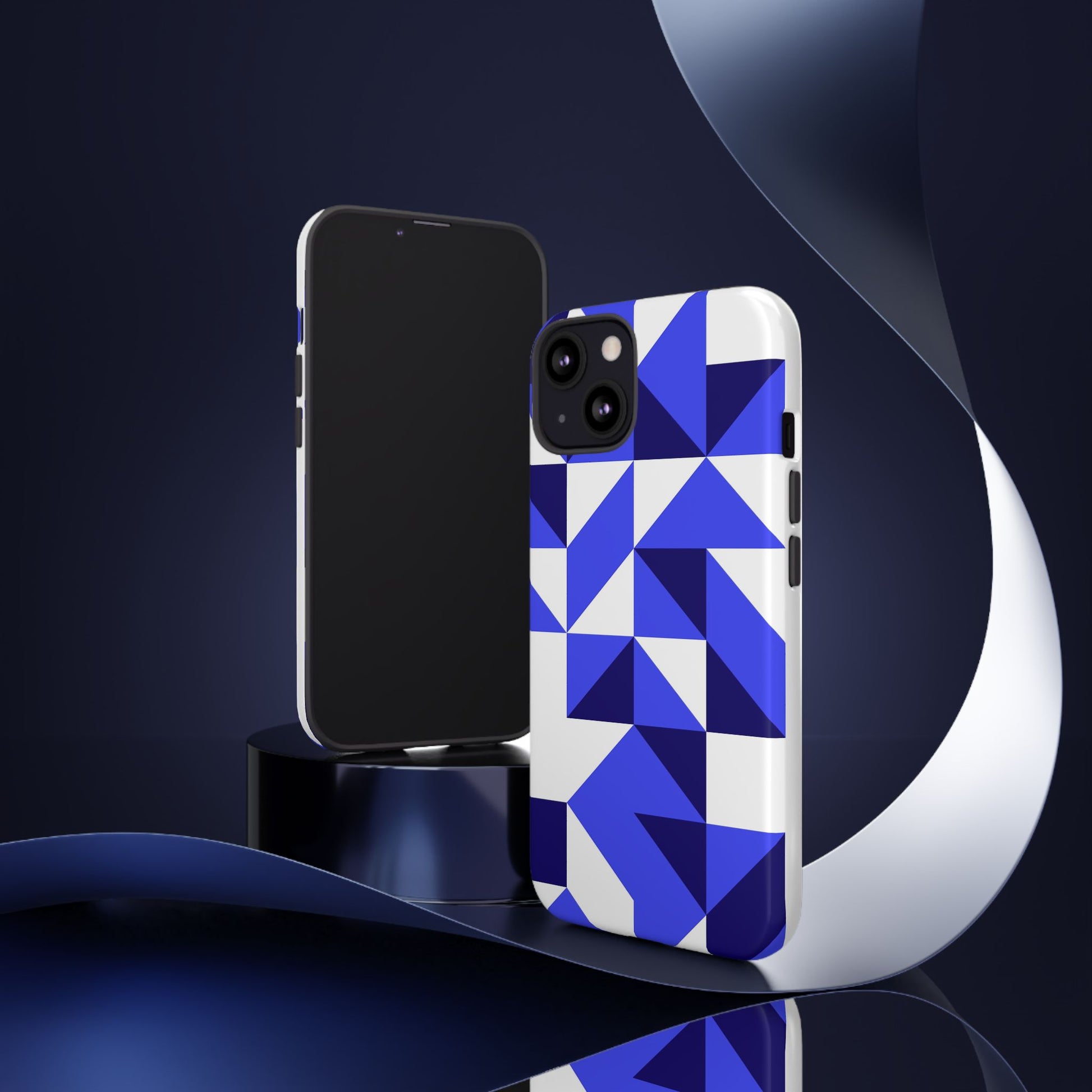 Blue Geometric Phone Case, Tough Cases, Stylish Phone Cover, Great for Gifts, Trendy Accessory, Abstract Pattern Design - FORMO
