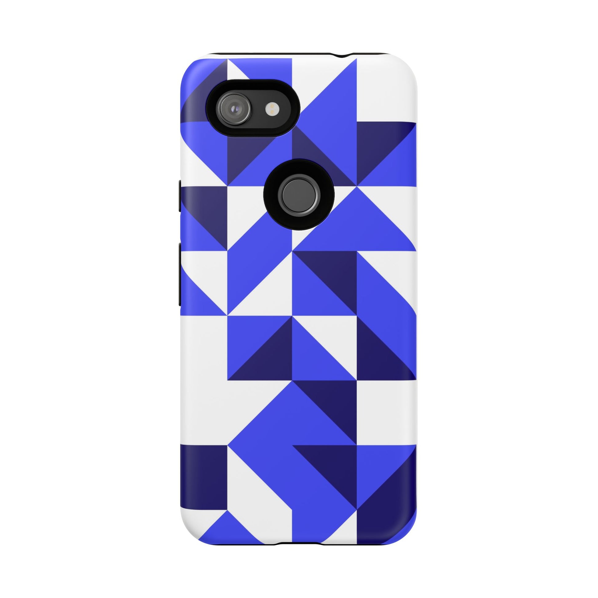 Blue Geometric Phone Case, Tough Cases, Stylish Phone Cover, Great for Gifts, Trendy Accessory, Abstract Pattern Design - FORMO