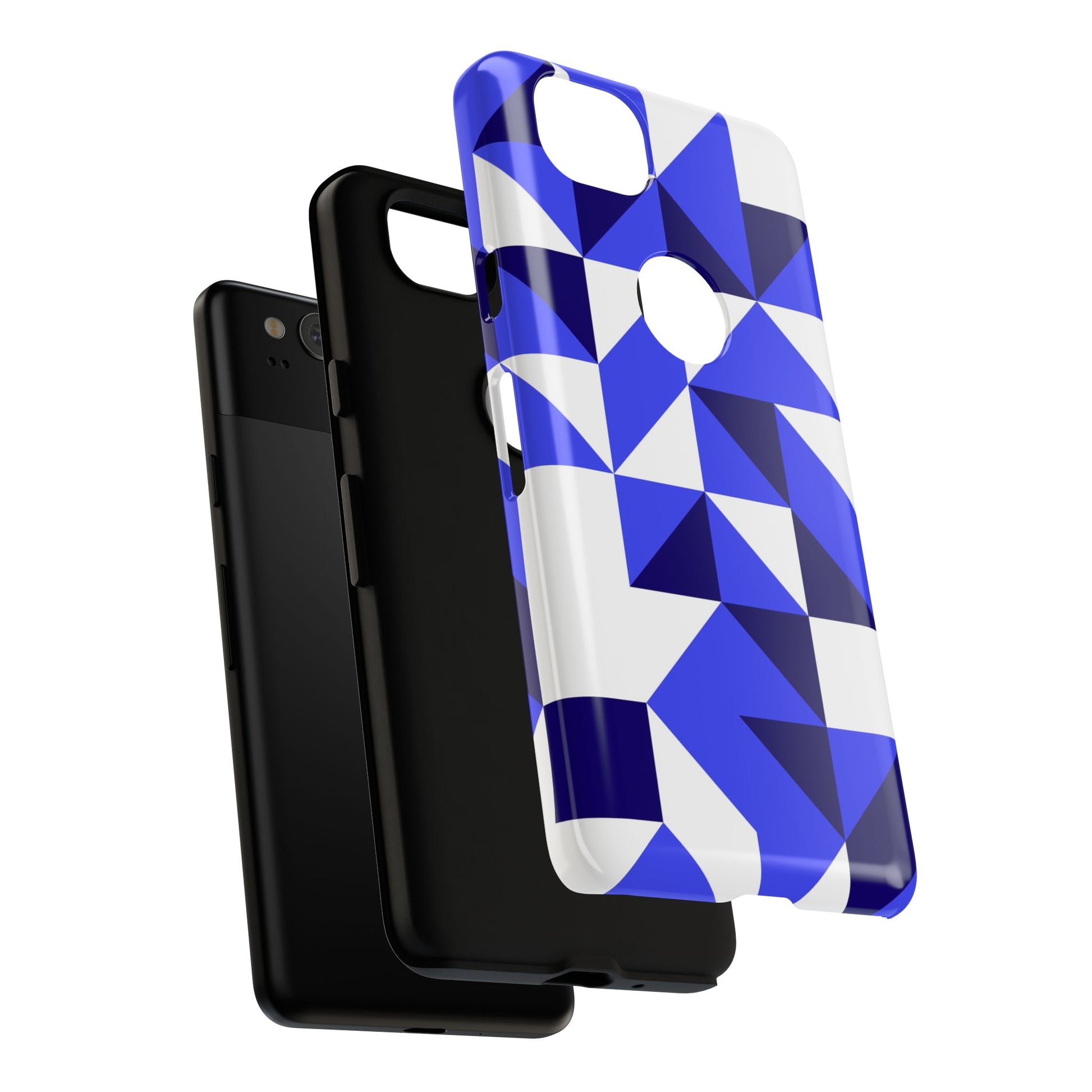 Blue Geometric Phone Case, Tough Cases, Stylish Phone Cover, Great for Gifts, Trendy Accessory, Abstract Pattern Design - FORMO