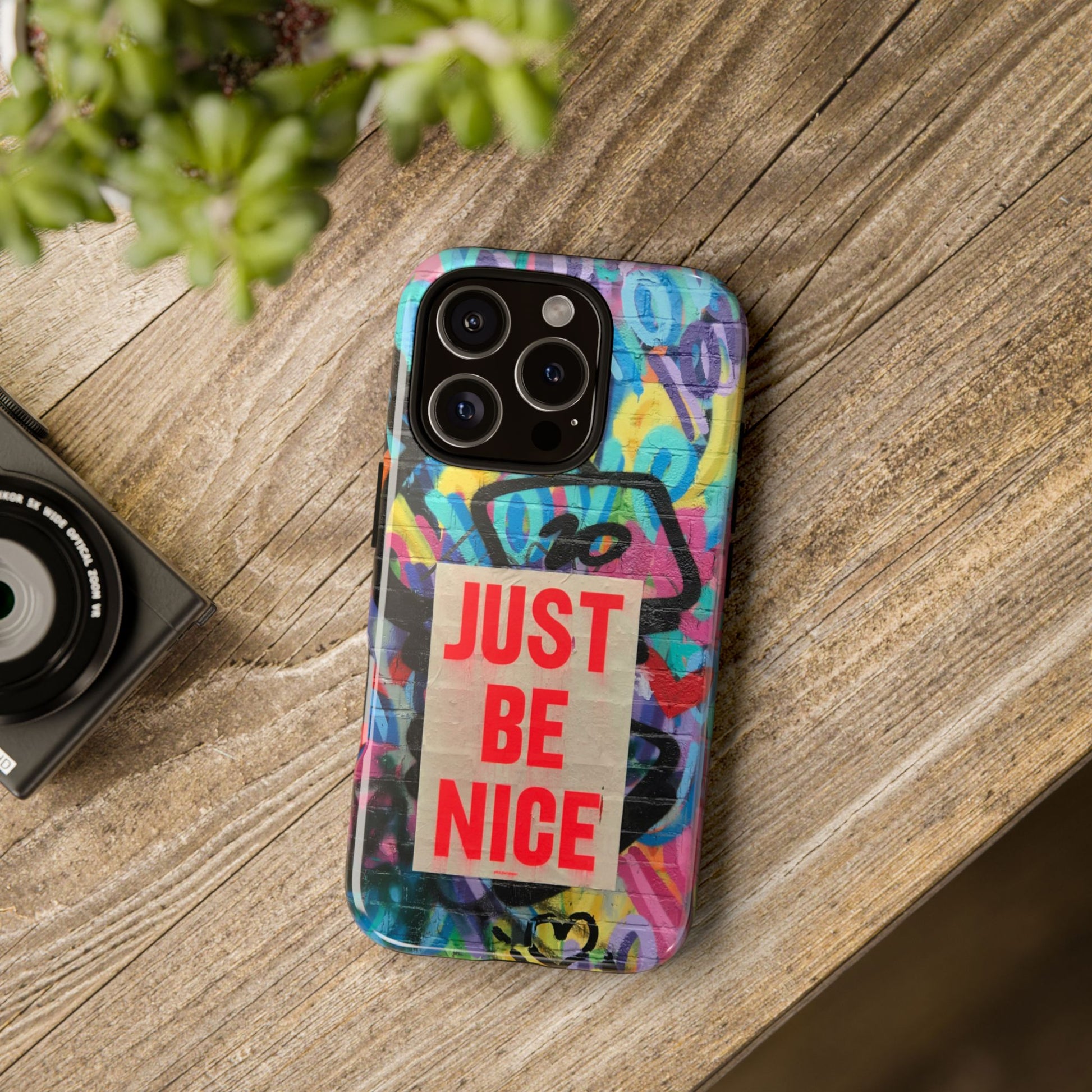 Colorful Phone Case - Just Be Nice Design, Motivational Gift, Phone Accessories, Unique Custom Case, Positive Vibe Tech Gear - FORMO