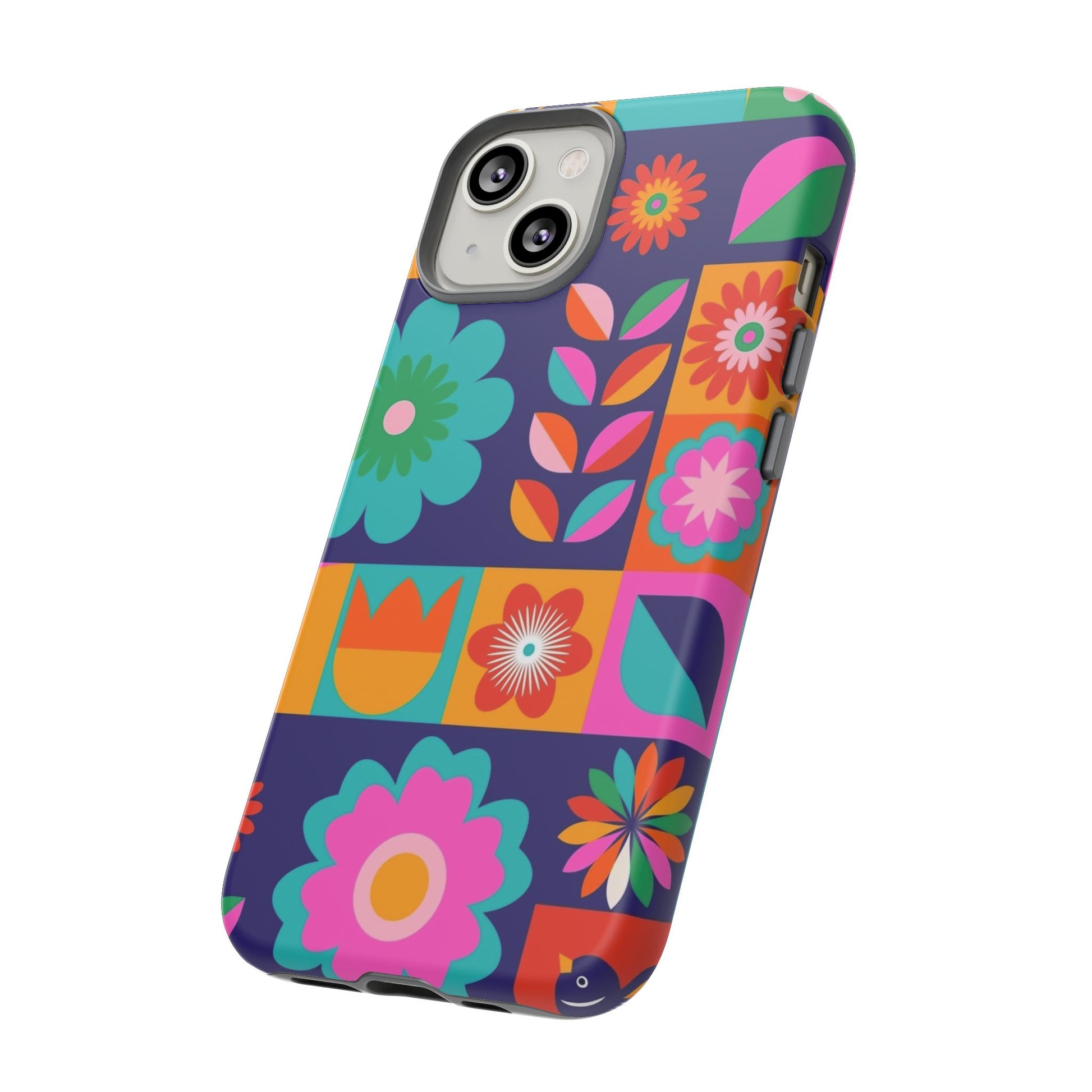Colorful Floral Phone Case, Tough Cases for Protection, Vibrant Design Cover for Gift, Stylish Cell Phone Accessory, Fun Floral Designs - FORMO