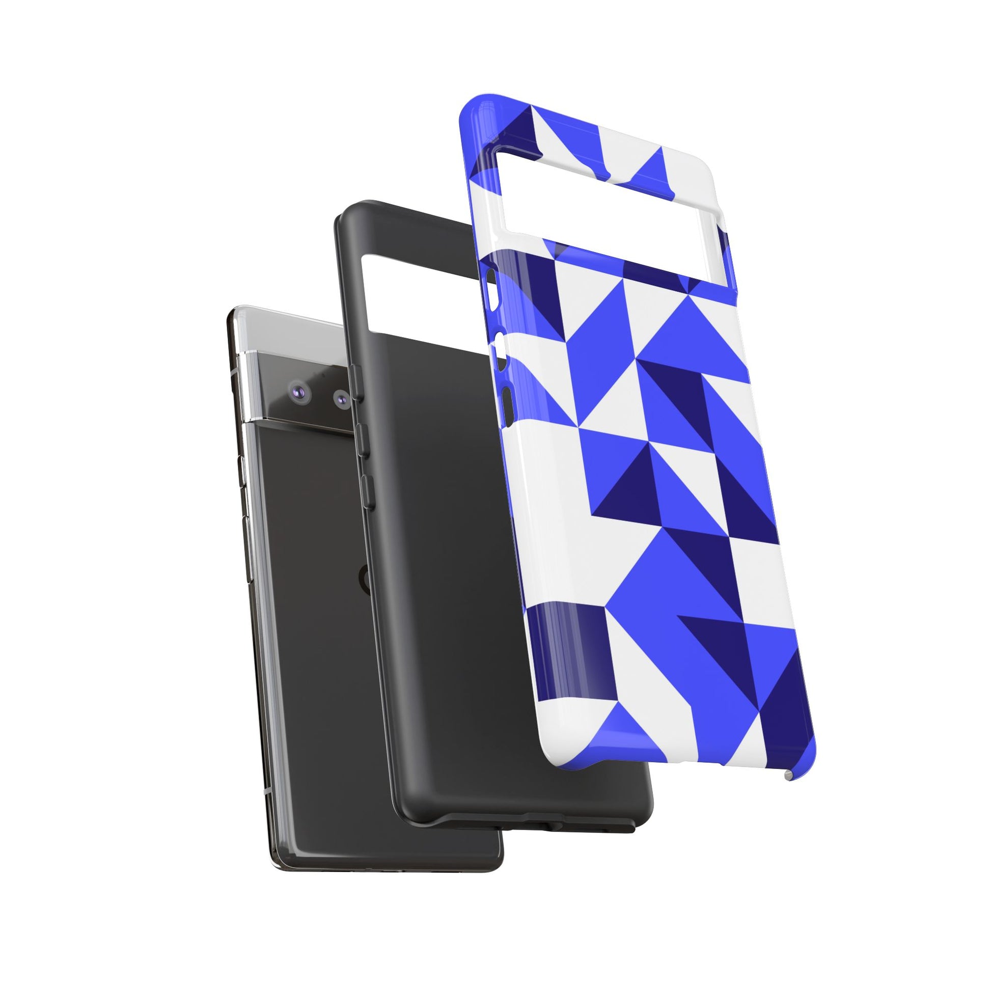 Blue Geometric Phone Case, Tough Cases, Stylish Phone Cover, Great for Gifts, Trendy Accessory, Abstract Pattern Design - FORMO