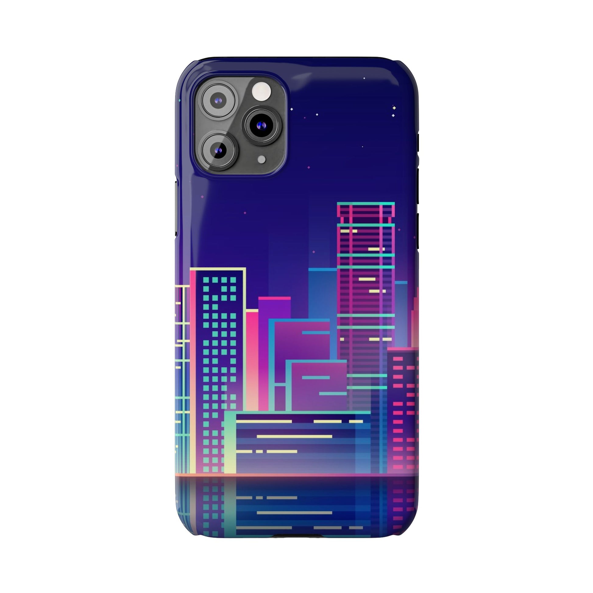 Urban Skyline Slim Phone Cases, Cityscape iPhone Cover, Colorful Night Design, Trendy Phone Accessory, Gifts for City Lovers - FORMO