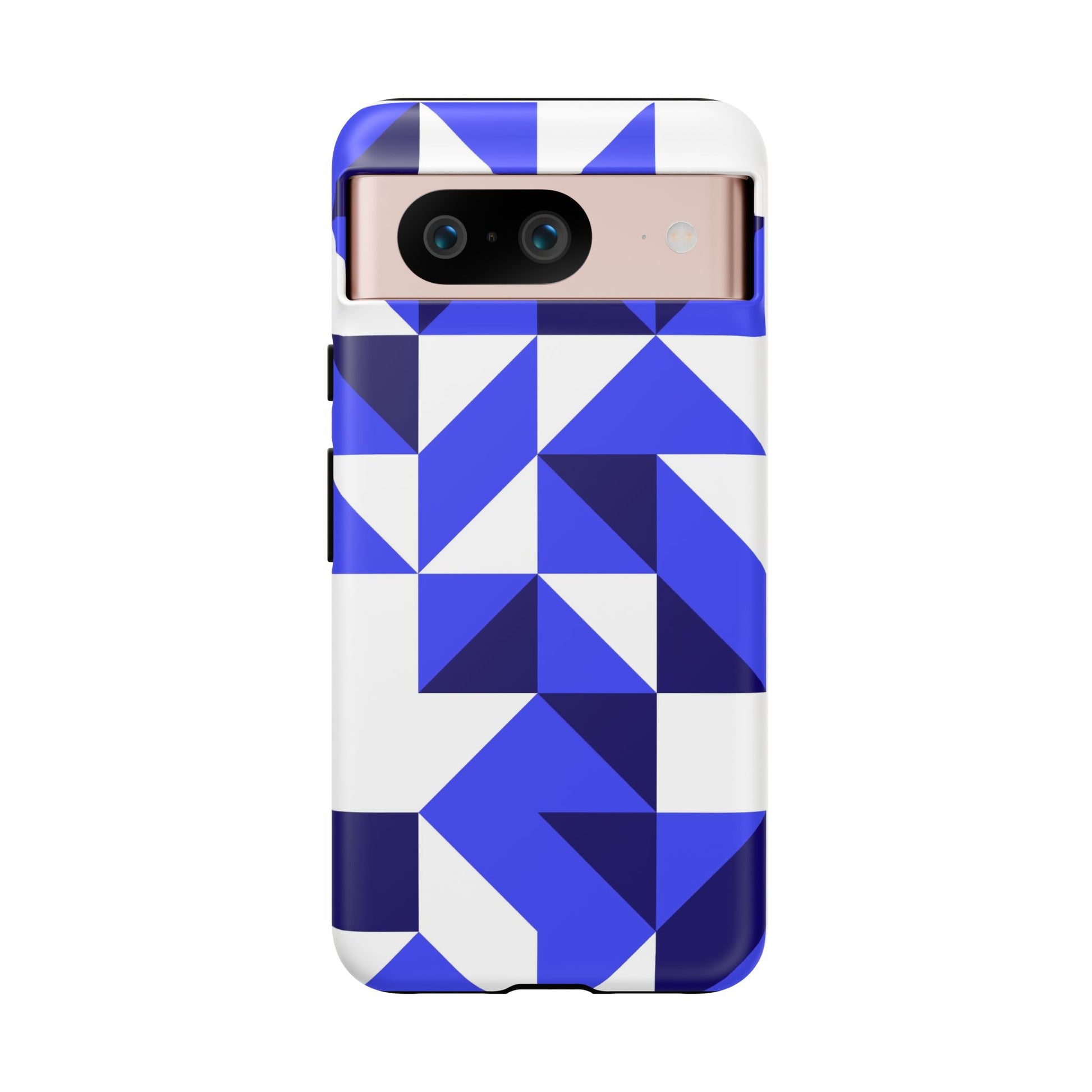 Blue Geometric Phone Case, Tough Cases, Stylish Phone Cover, Great for Gifts, Trendy Accessory, Abstract Pattern Design - FORMO