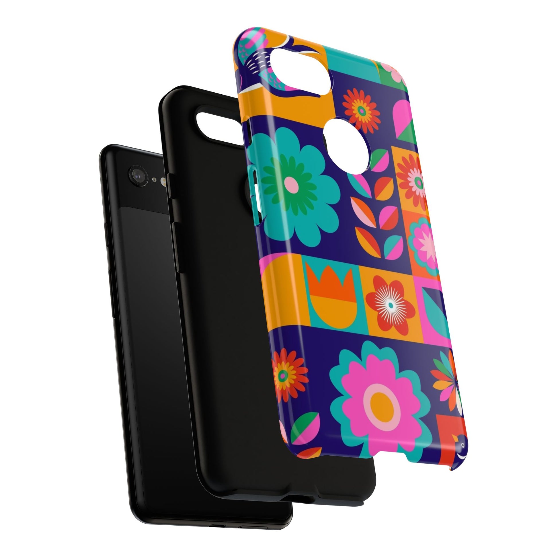 Colorful Floral Phone Case, Tough Cases for Protection, Vibrant Design Cover for Gift, Stylish Cell Phone Accessory, Fun Floral Designs - FORMO