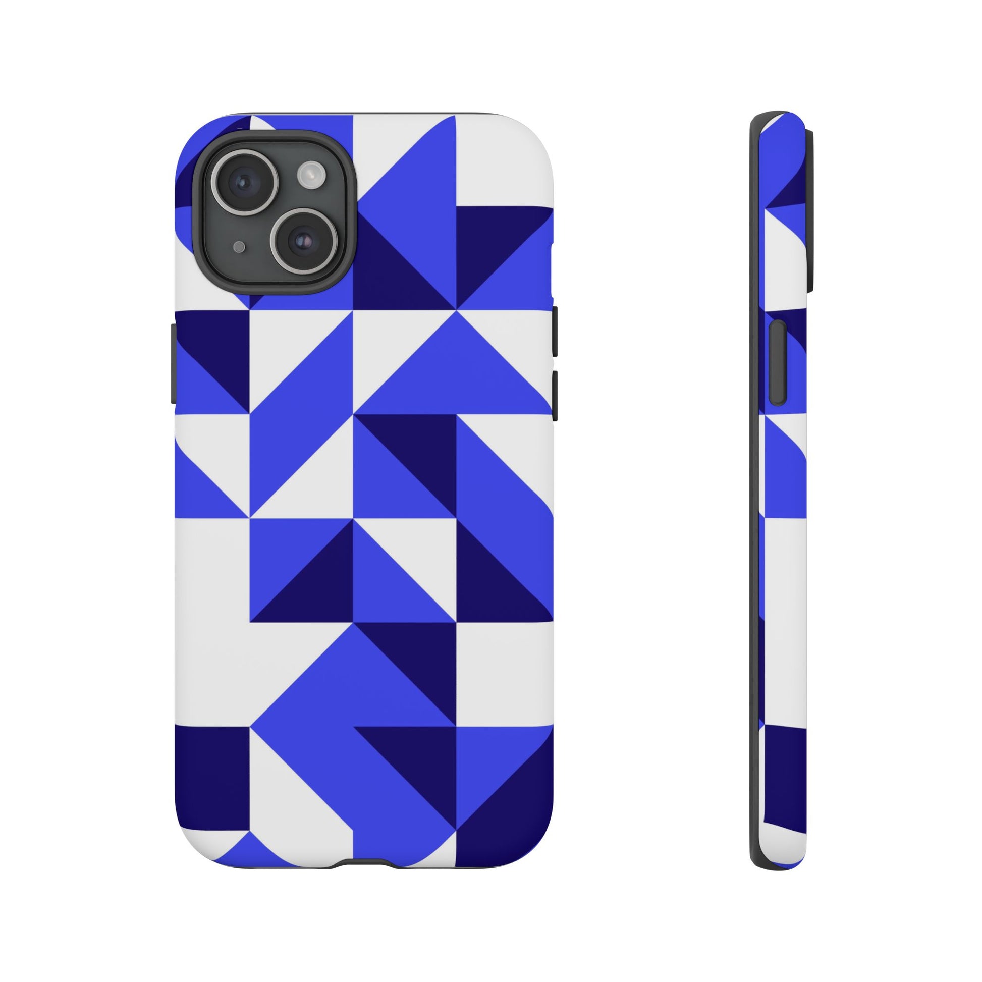 Blue Geometric Phone Case, Tough Cases, Stylish Phone Cover, Great for Gifts, Trendy Accessory, Abstract Pattern Design - FORMO