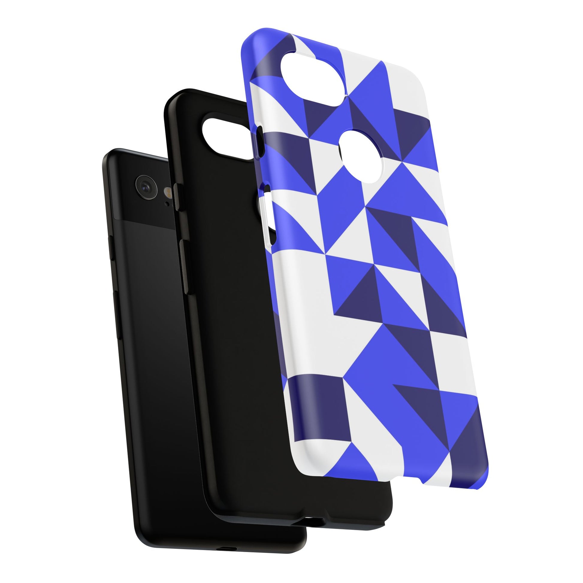 Blue Geometric Phone Case, Tough Cases, Stylish Phone Cover, Great for Gifts, Trendy Accessory, Abstract Pattern Design - FORMO