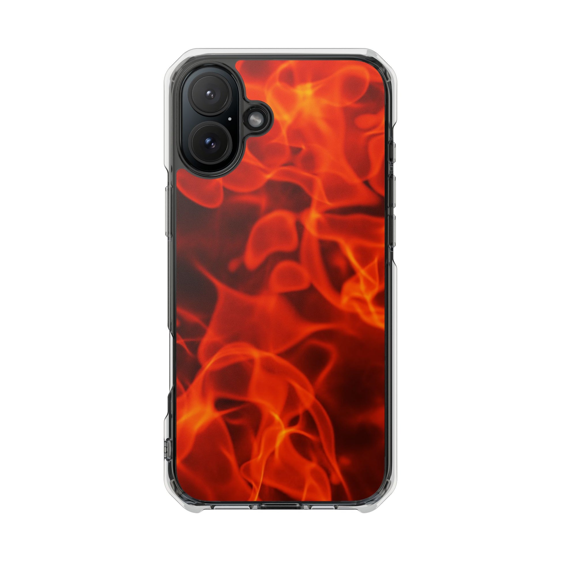 Magnetic Clear Phone Cases with Fiery Design, Protective Case for iPhone, Customizable Tech Accessory, Unique Gift Idea, Holiday Gift - FORMO