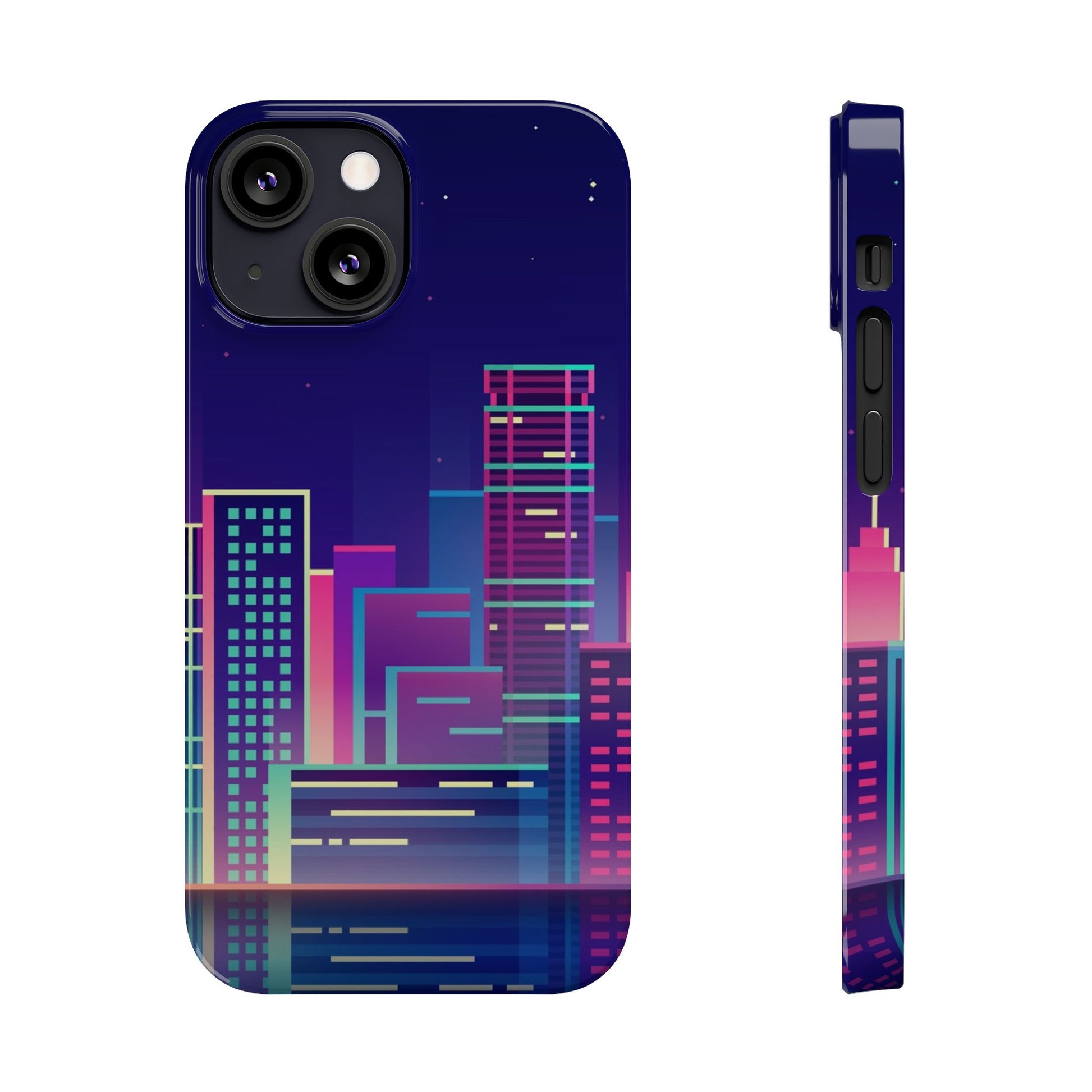Urban Skyline Slim Phone Cases, Cityscape iPhone Cover, Colorful Night Design, Trendy Phone Accessory, Gifts for City Lovers - FORMO